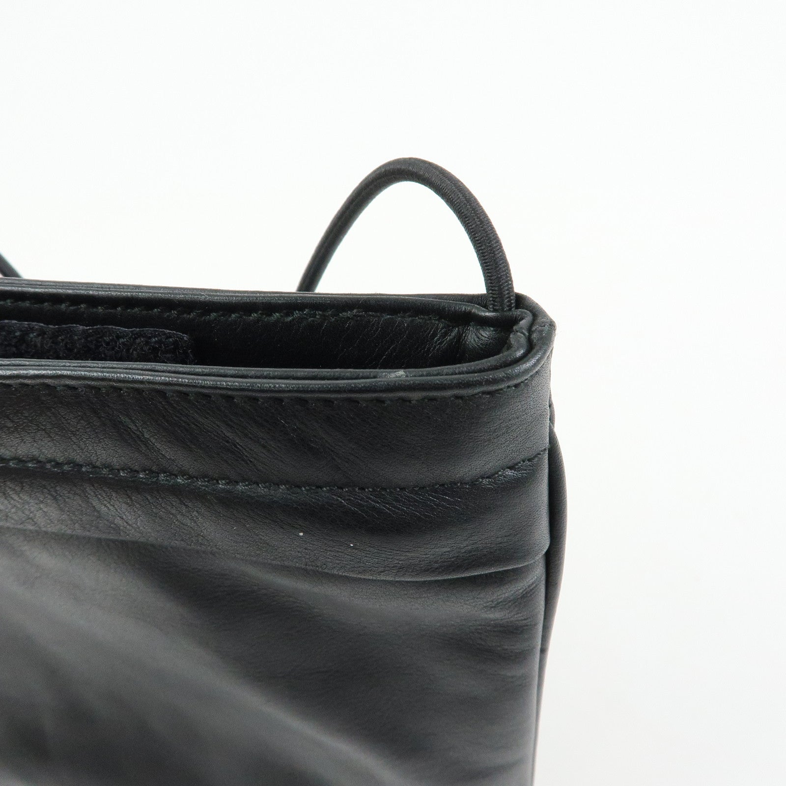 MIU MIU Logo Leather Shoulder Bag Crossbody Bag Flat Pouch Black