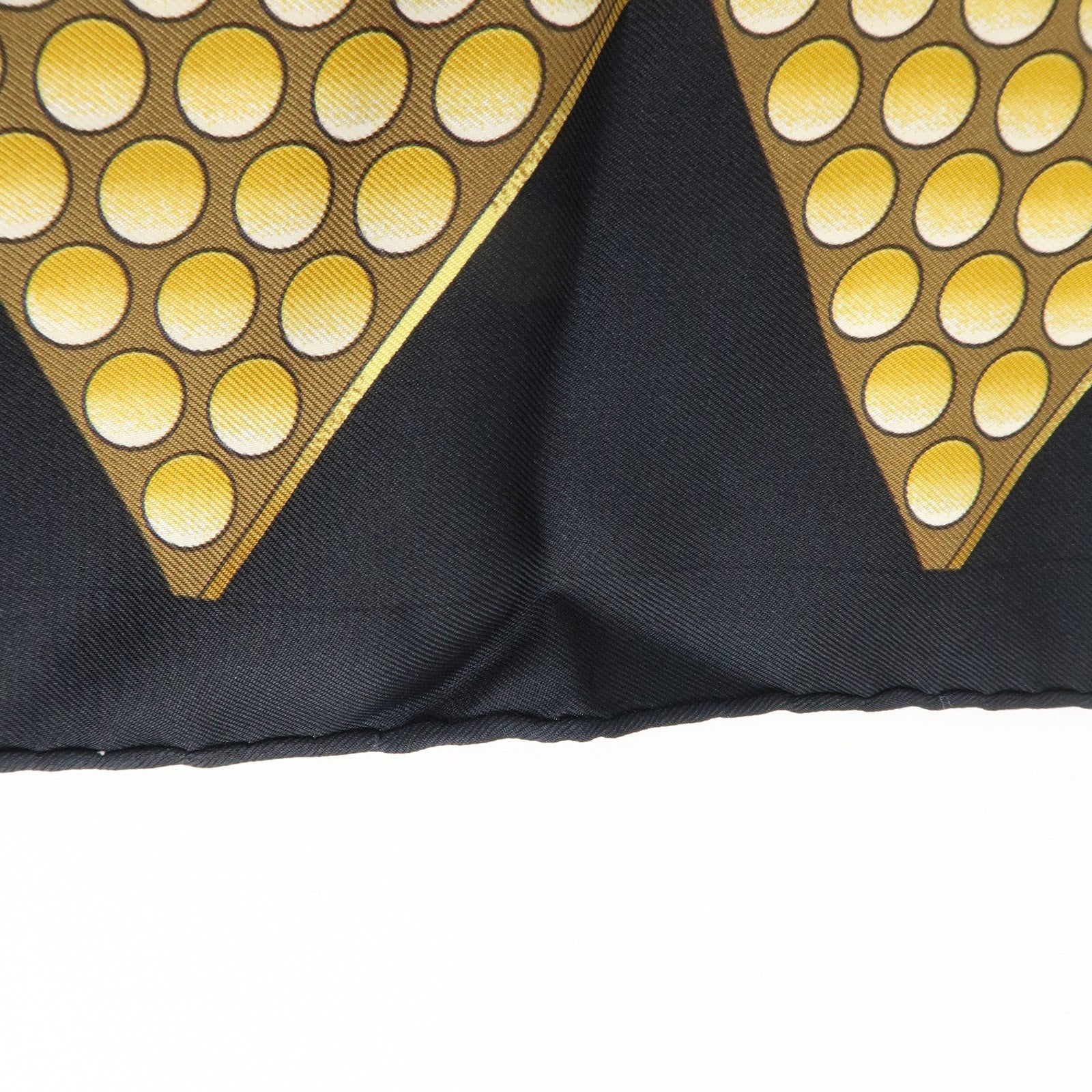 HERMES Carre 90 Silk 100% Scarf L'OR DES CHEFS Black Yellow Used