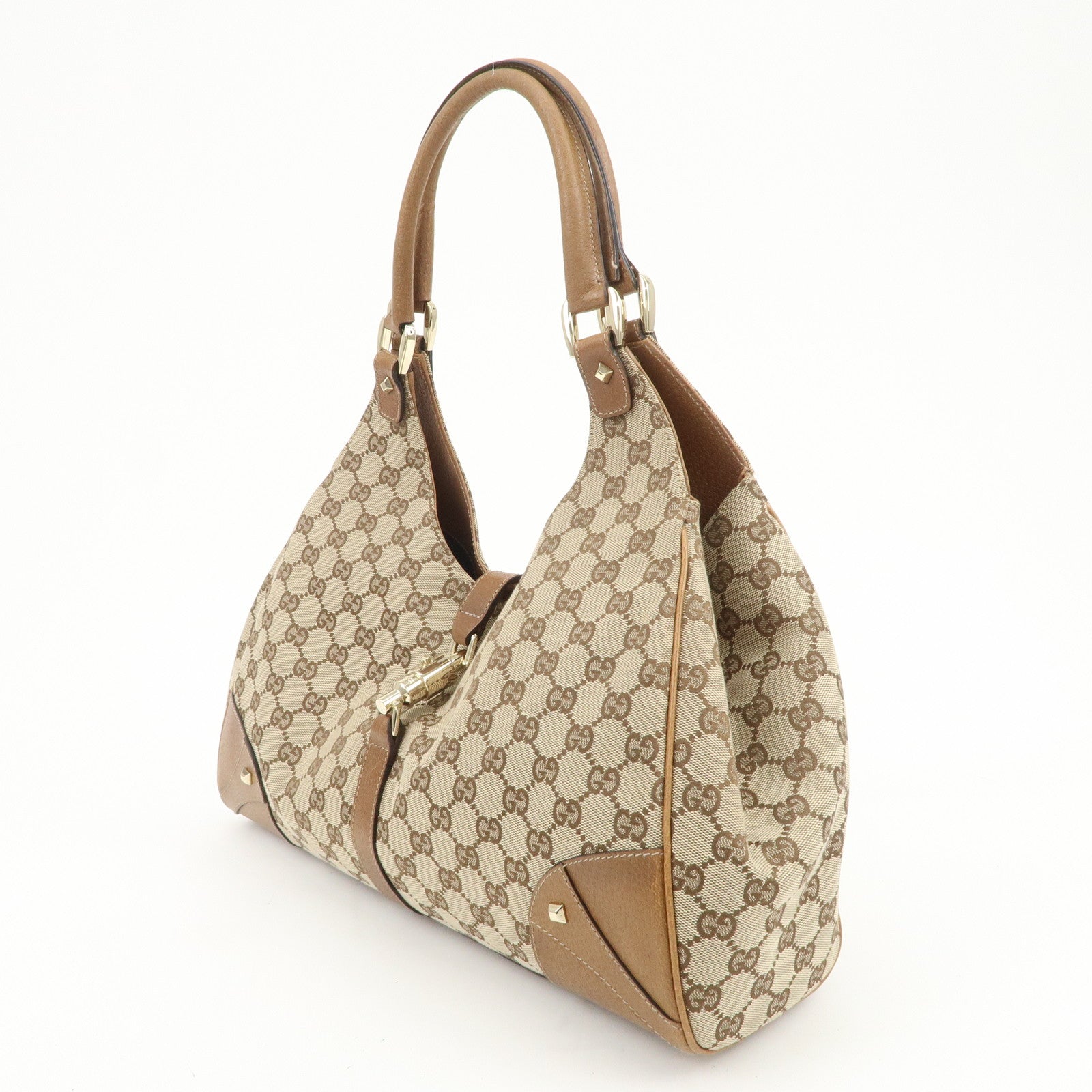 GUCCI New Jackie GG Monogram Canvas Leather Shoulder Bag 124404