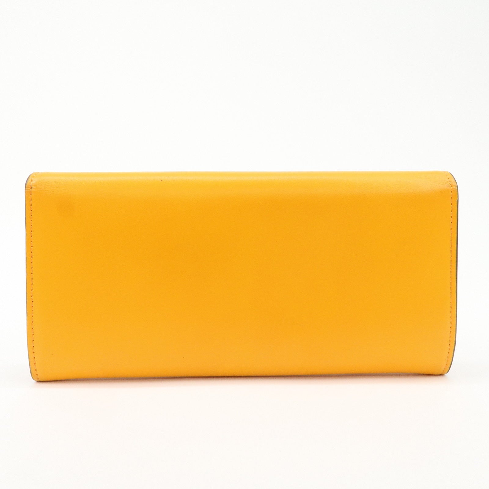 FENDI Logo Leather Long Wallet Orange Gold HDW 8M0251