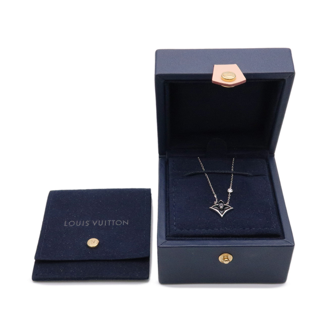 Louis Vuitton Pendentif Star Blossom Onyx 1P Diamond Necklace 750WG