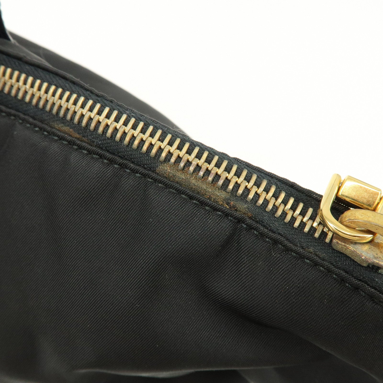 PRADA Triangle Logo Nylon Saffiano Leather 2Way Bag Hand Bag Black