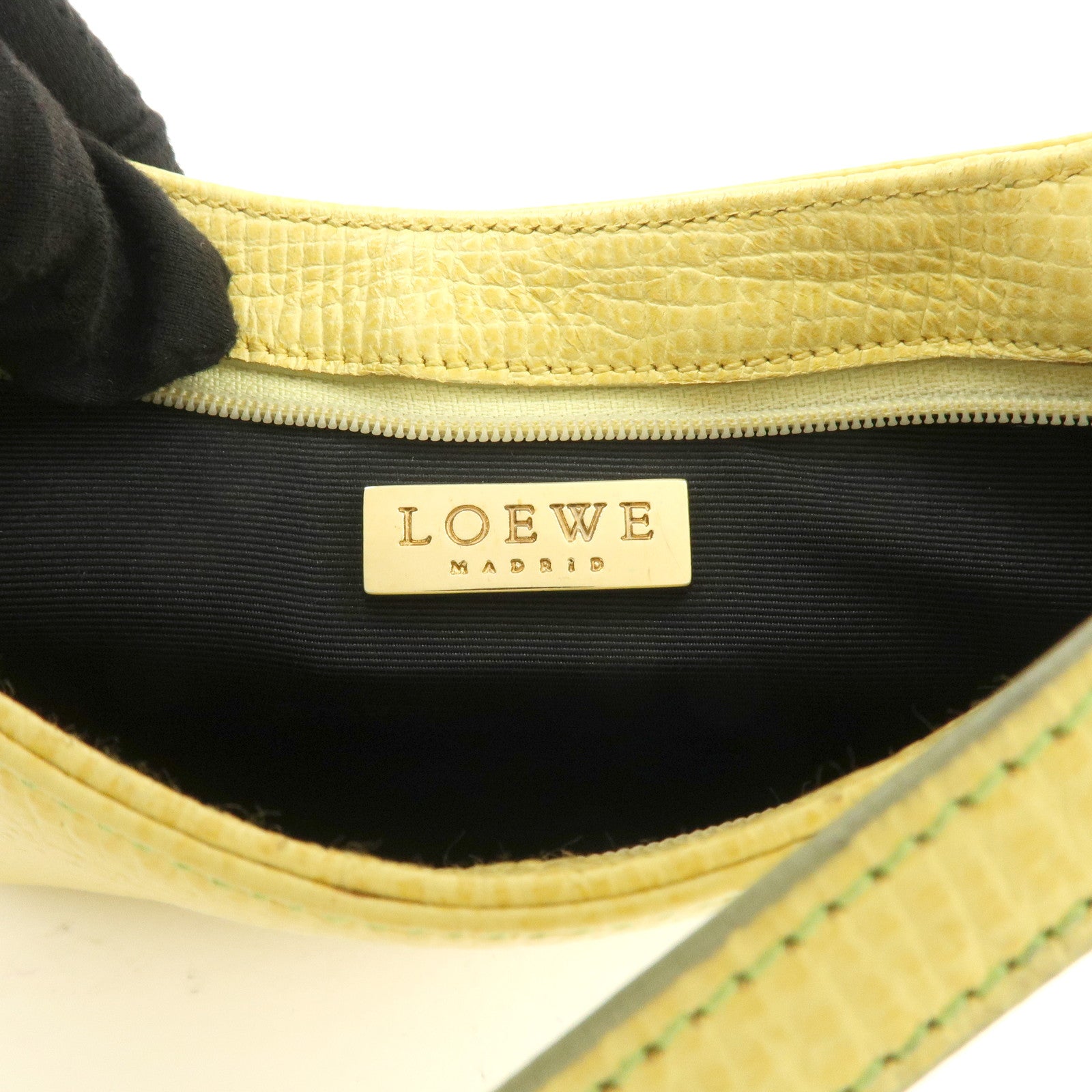 LOEWE Embossed Leather Hand Bag Shoulder Bag Yellow L21