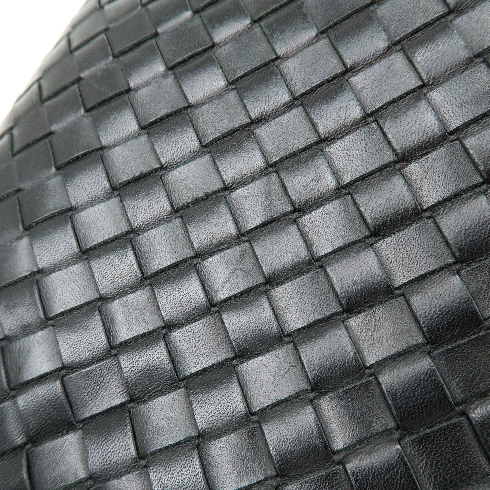BOTTEGA VENETA Intrecciato Leather Shoulder Bag Black 172736