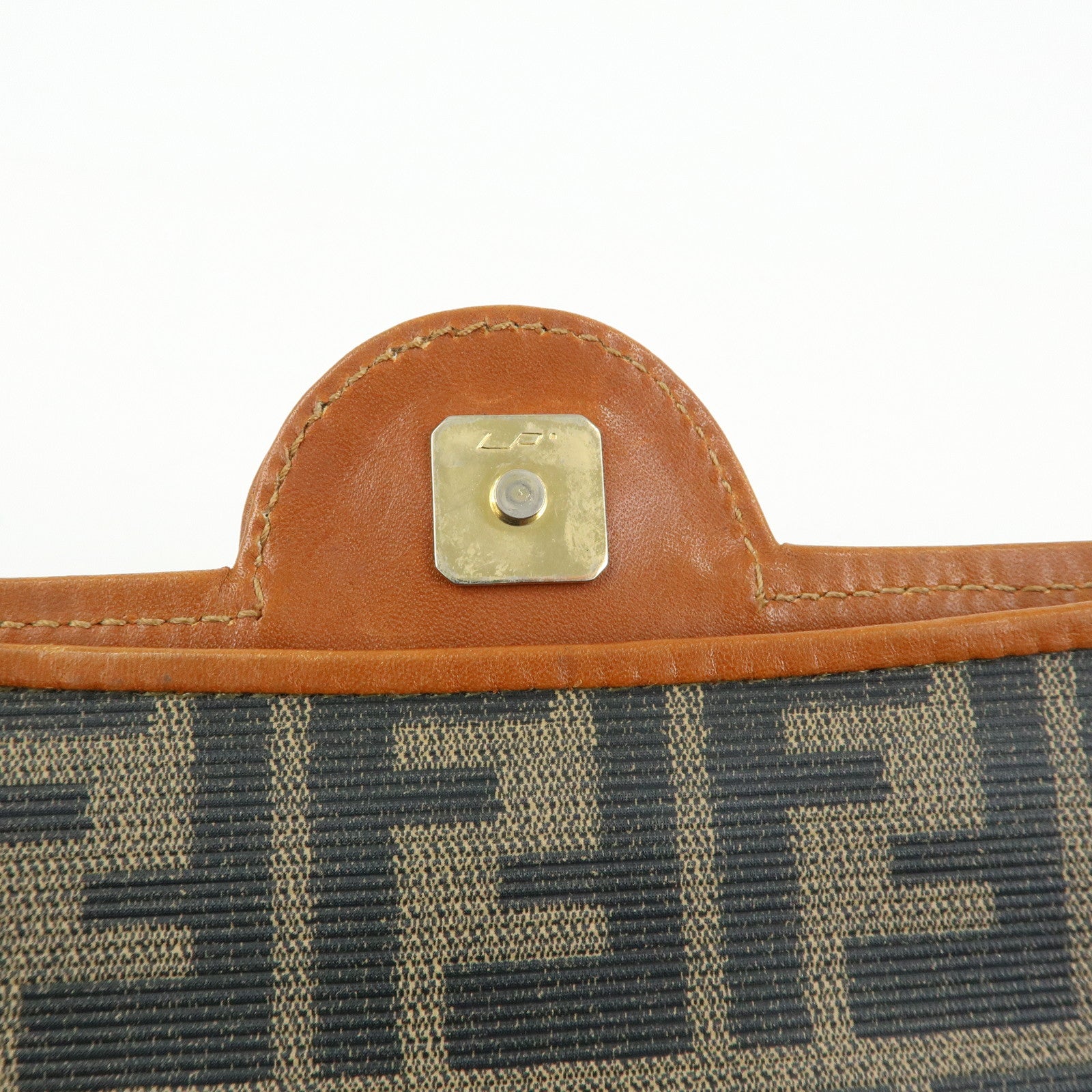 FENDI Zucca PVC Coated Canvas Leather Clutch Bag Brown 2487133