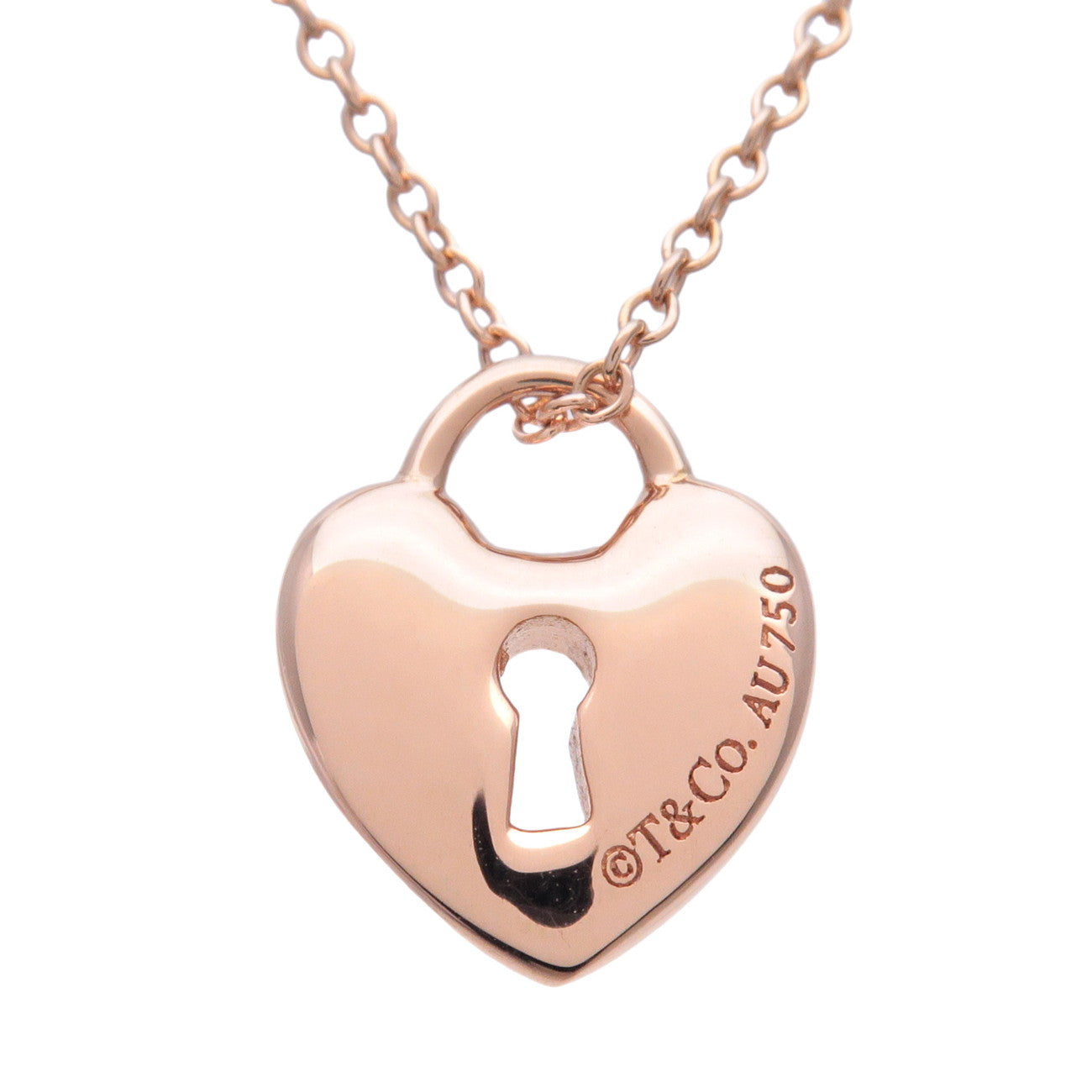 Tiffany & Co Heart Lock Necklace K18 750PG Rose Gold