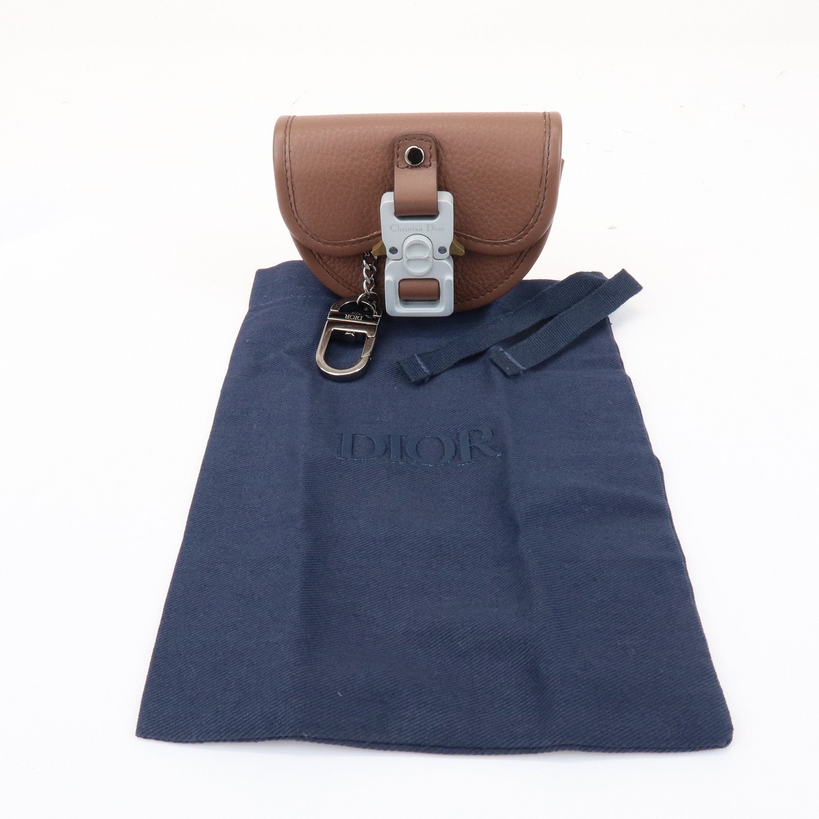 Christian Dior Leather Gallop Nano Pouch Coin Case Key Case Brown