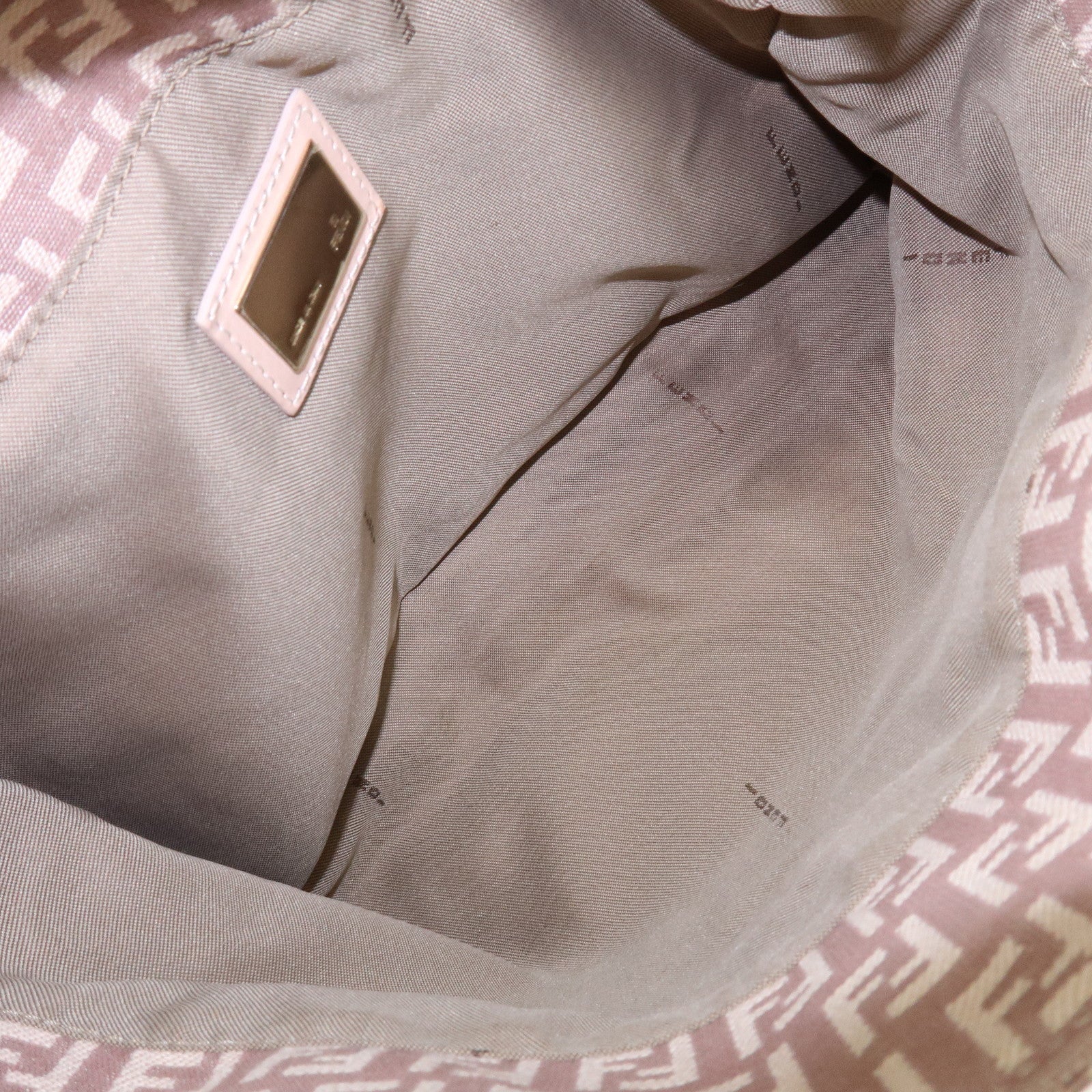 FENDI Zucchino Canvas Leather Hand Bag Tote Bag Pink Beige 8BH132
