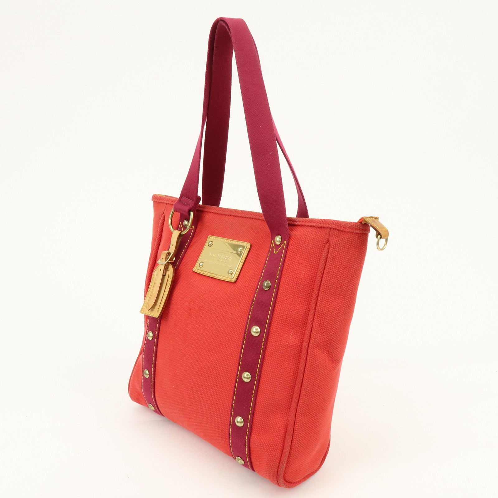 Louis Vuitton Antigua Cabas MM Tote Bag Hand Bag Rouge M40034