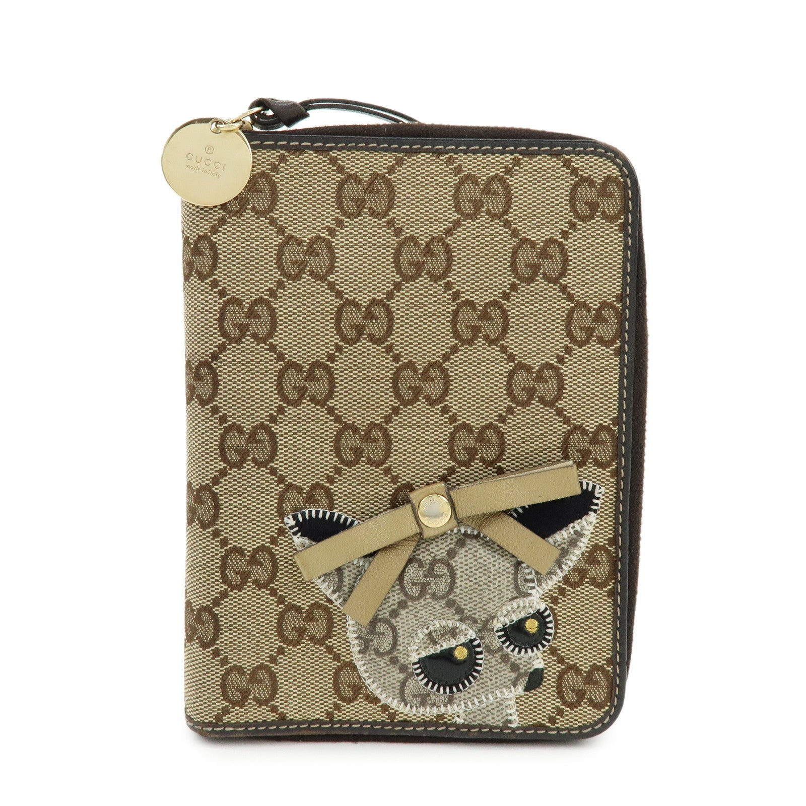 GUCCI Gucciori Leather GG Canvas Agenda Cover Beige Brown 233152