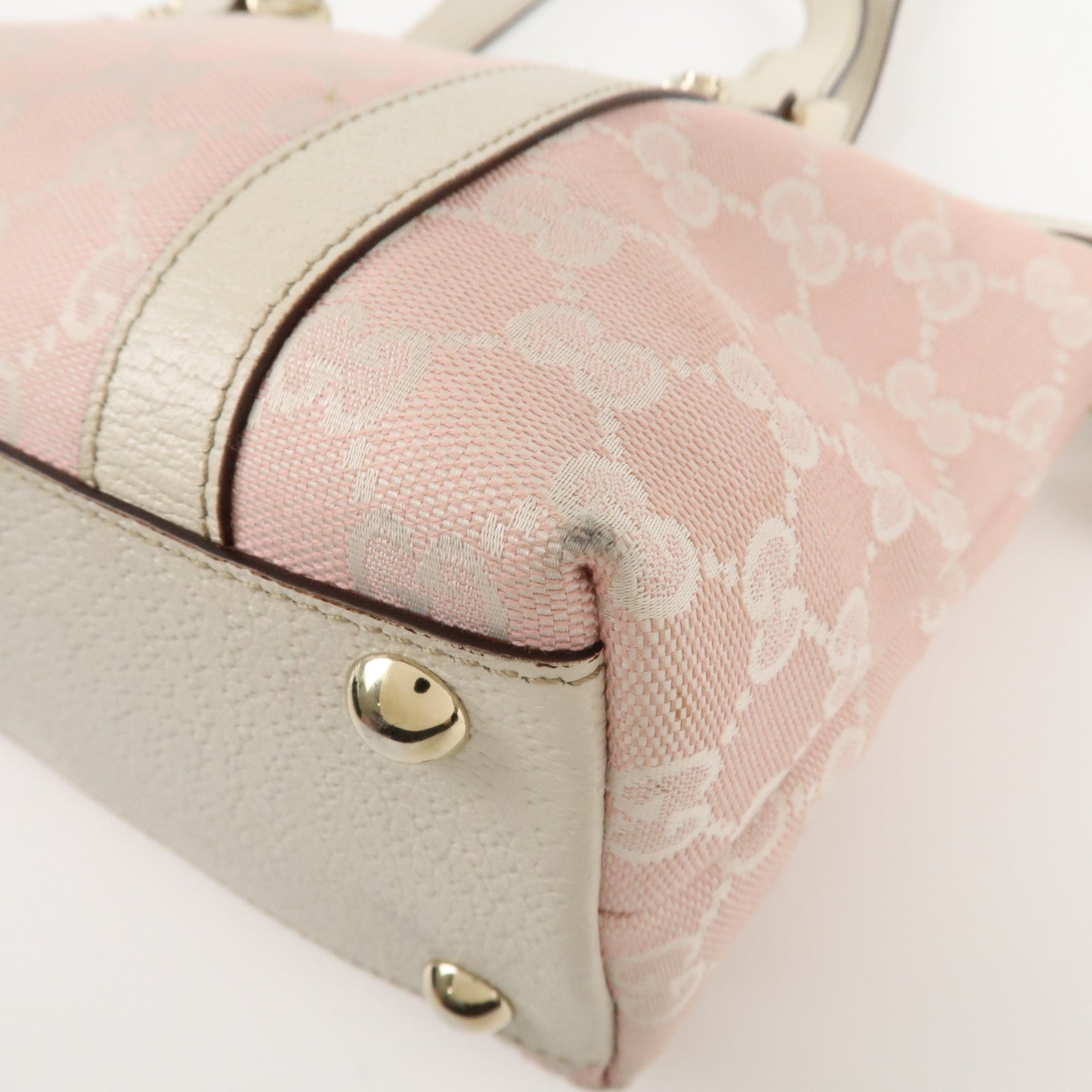 GUCCI Abbey GG Canvas Leather Mini Tote Bag Hand Bag Pink Used