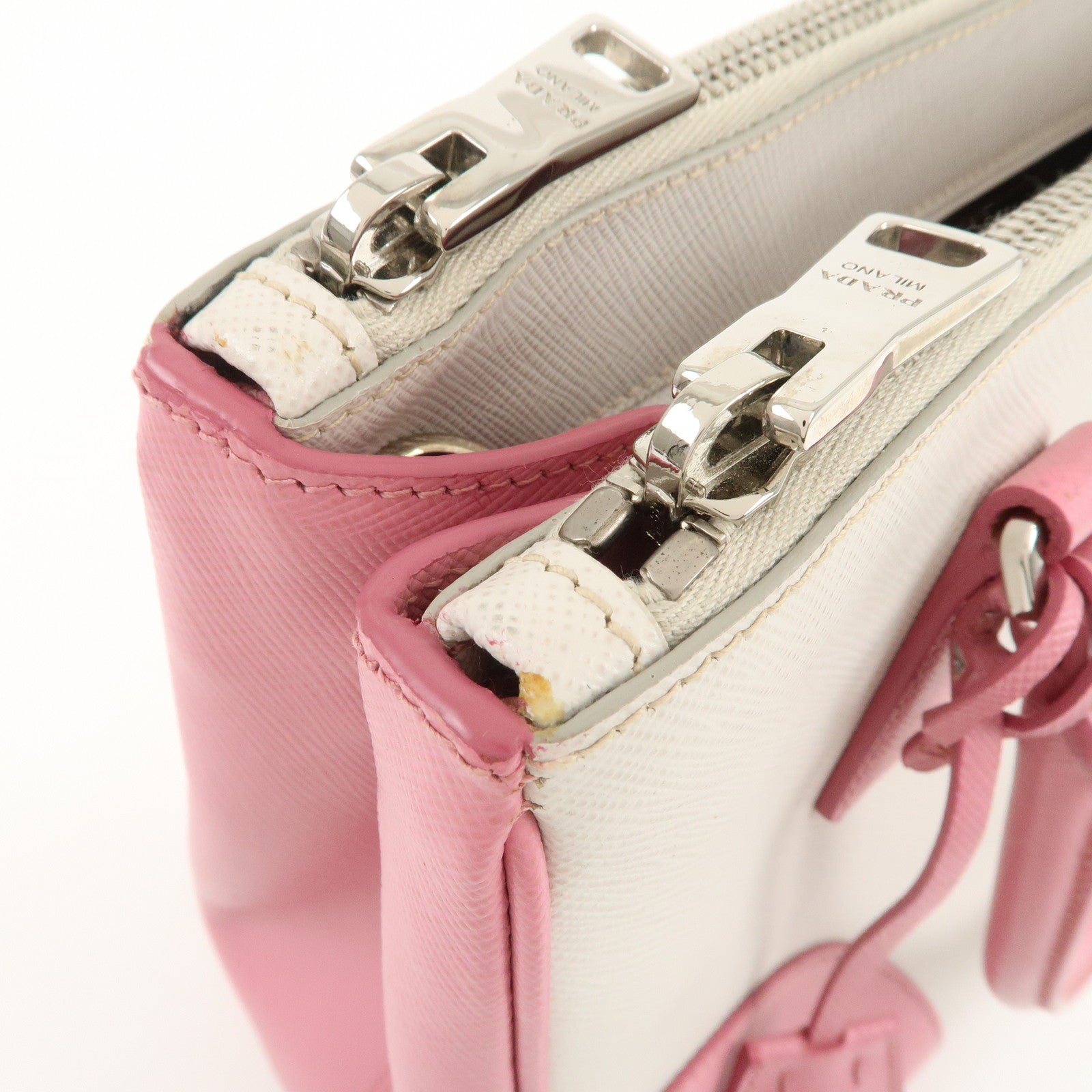 PRADA CITY CALF Triangle Logo Saffiano Leather 2Way Bag Pink B2863K