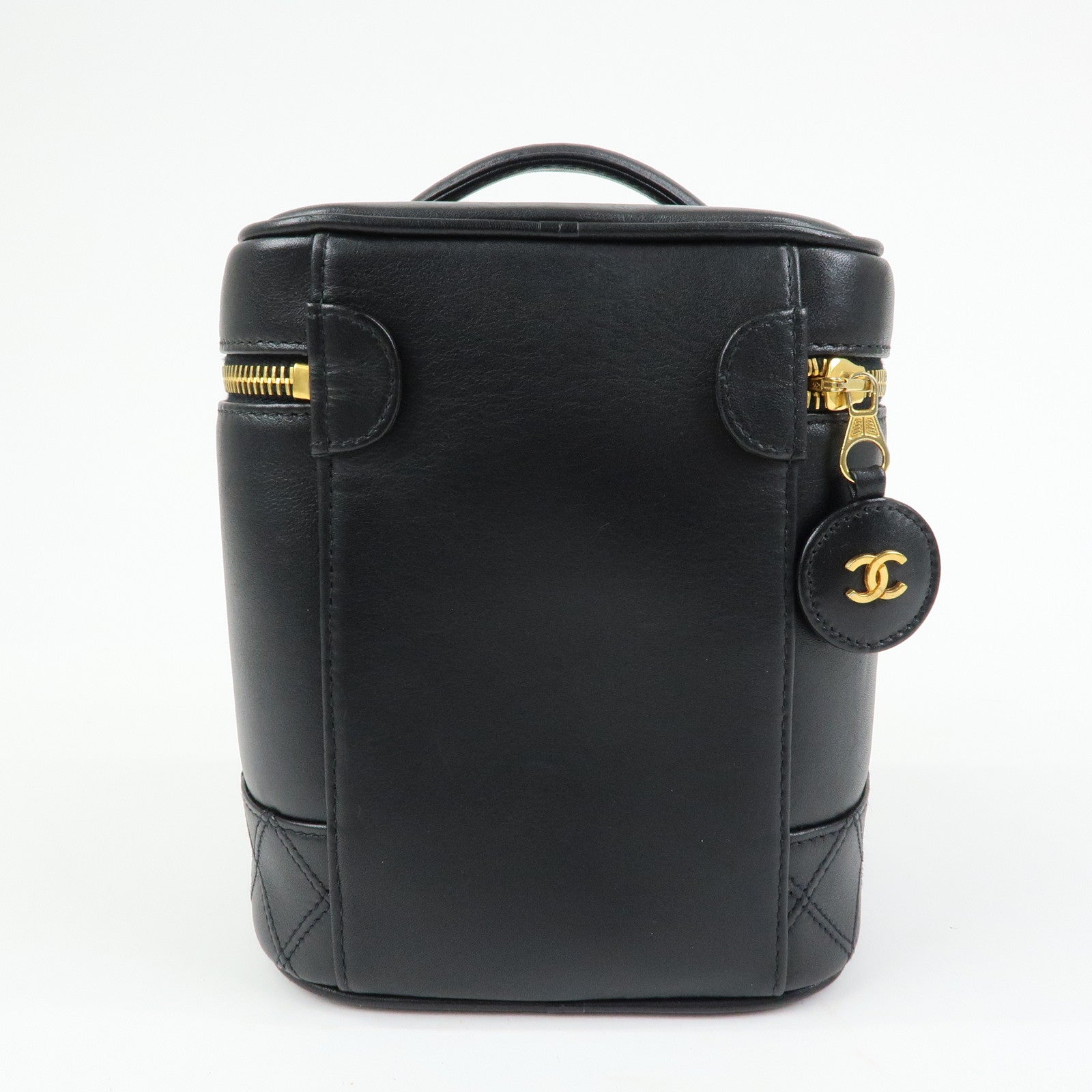 CHANEL COCO Mark Bicolore Lamb Skin Vanity Bag Hand Bag A01619