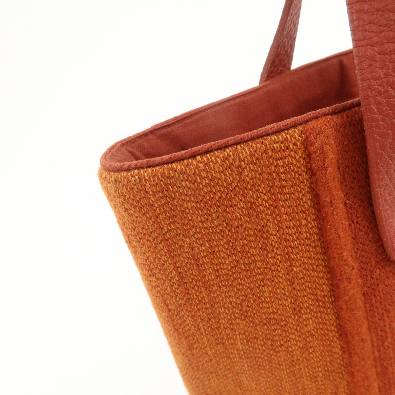 HERMES Amedaba PM Wool Canvas Leather Mini Tote Hand Bag Orange