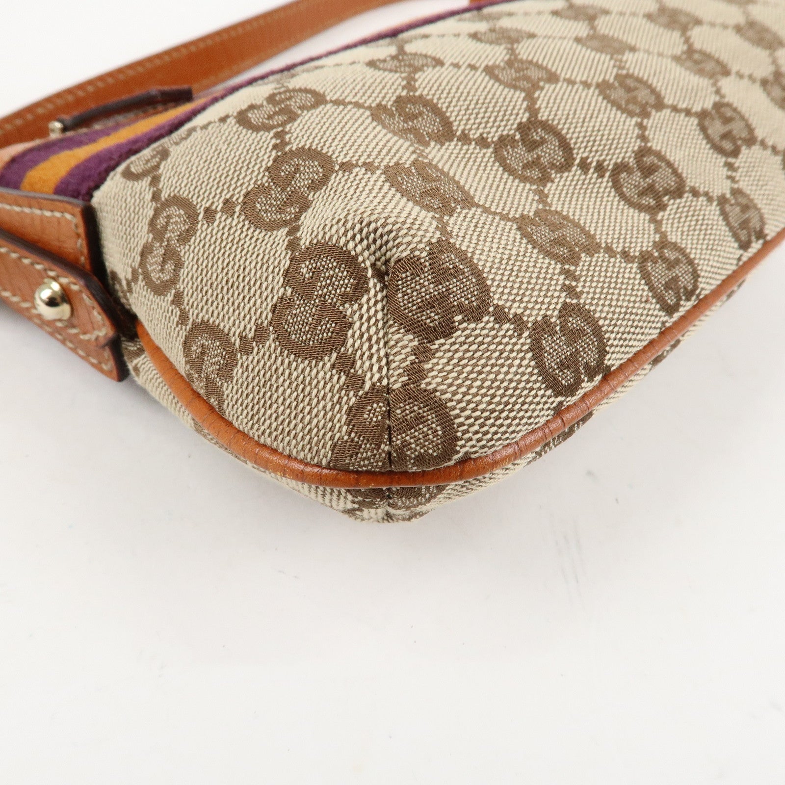 GUCCI Sherry GG Canvas Leather Shoulder Bag Gold Boots Bag Charm 145970 Used
