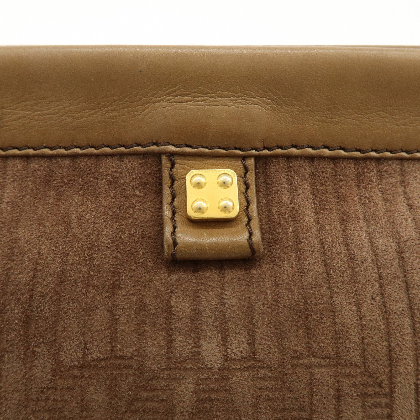 LOEWE Anagram Logo Suede Leather Clutch Bag Pouch Brown