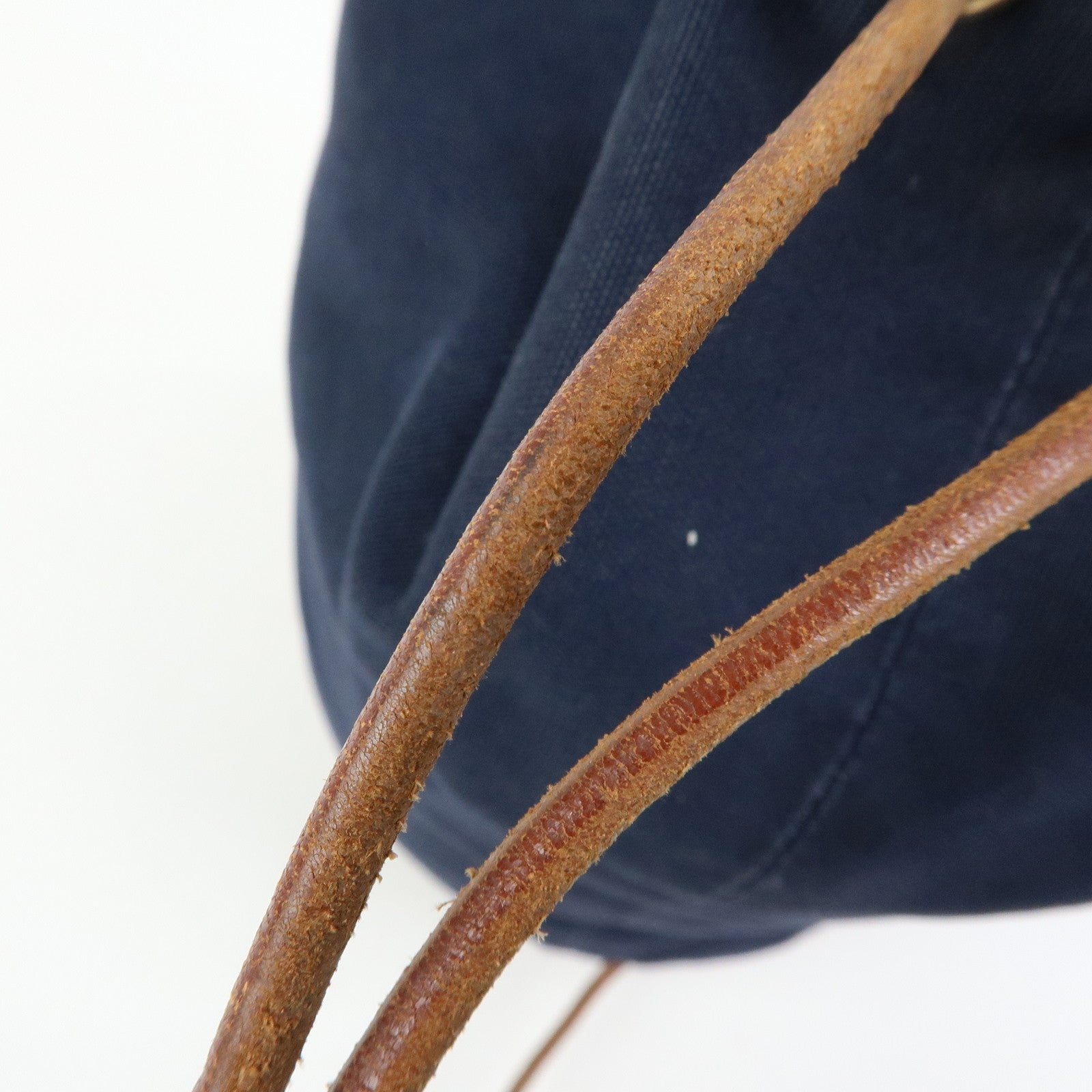 HERMES Canvas Leather Porochon Mimil PM Drawstring Backpack Navy