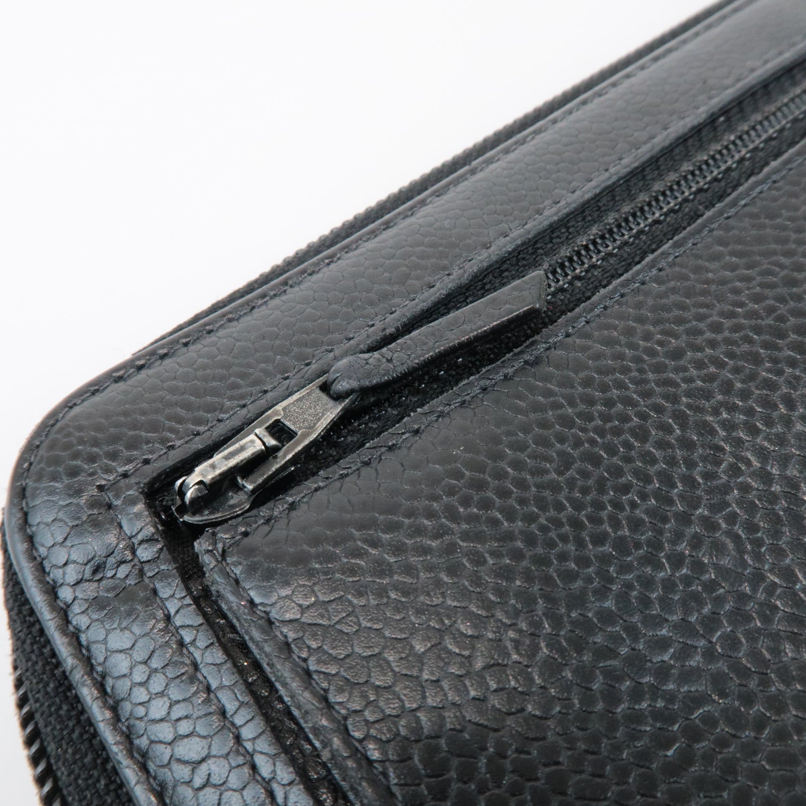 CHANEL COCO Mark Caviarskin Round Zippy Long Wallet Black