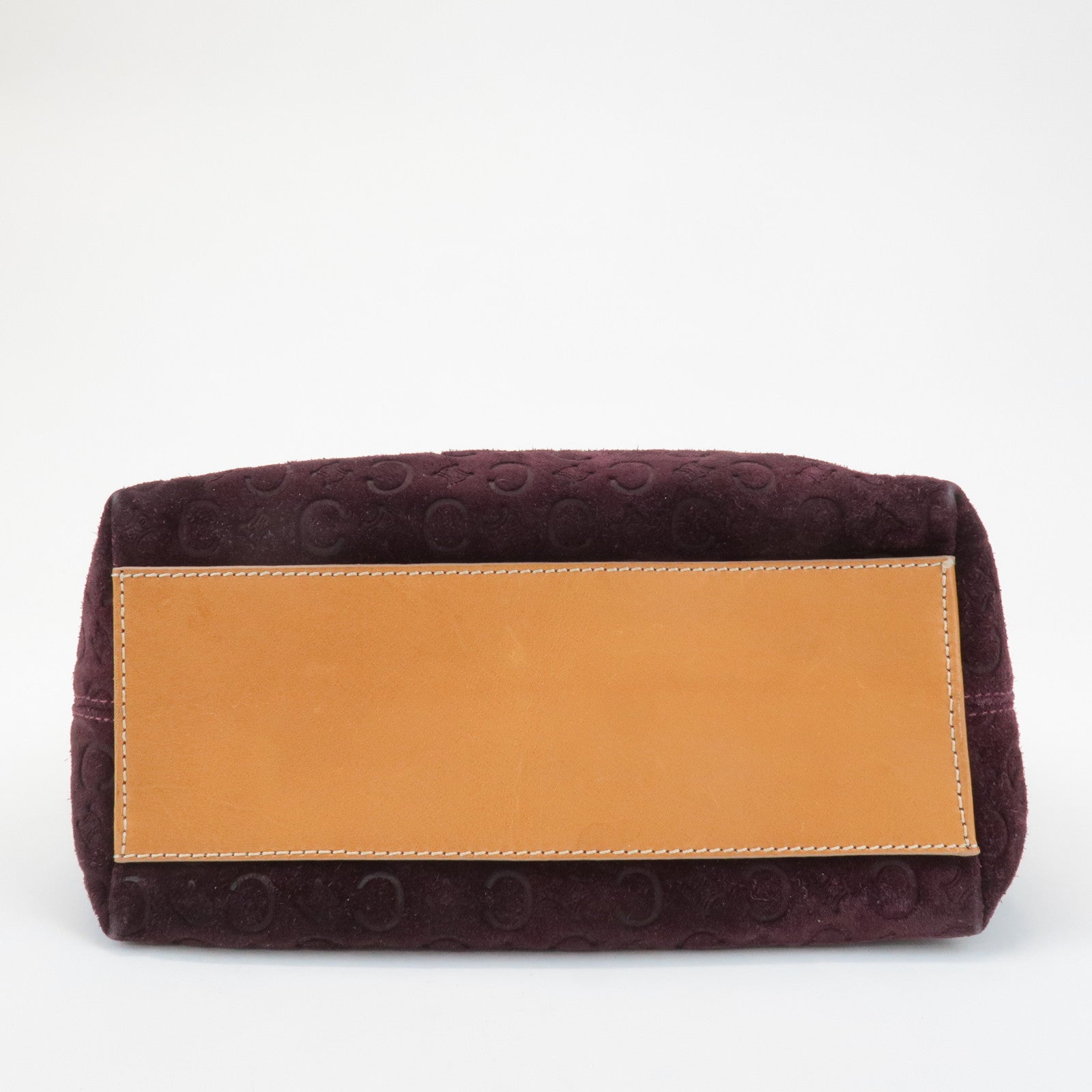 CELINE C Macadam Suede Leather Shoulder Bag Bordeaux Brown