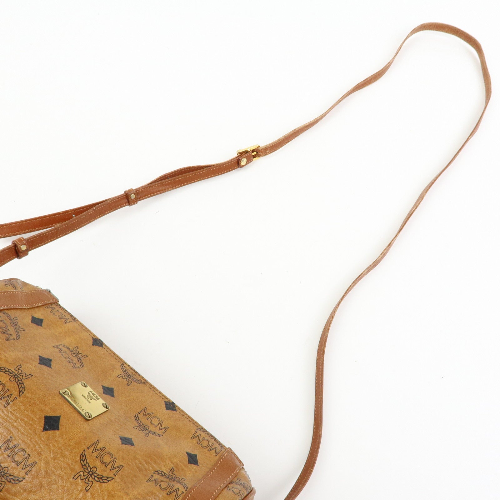 MCM Visetos PVC Leather Shoulder Bag Crossbody Bag Brown