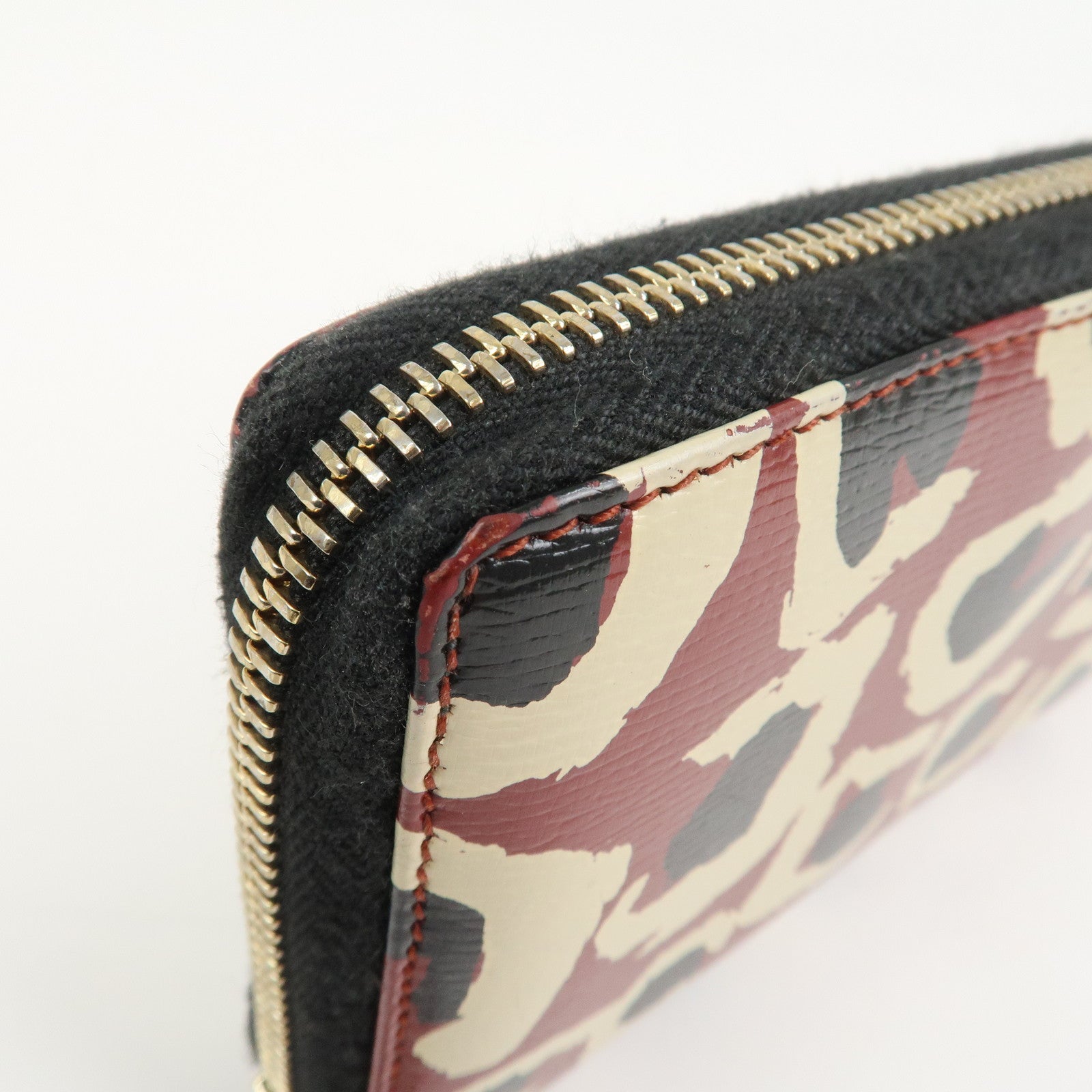 GUCCI Interlocking G Leather Leopard Round Zippy Long Wallet 309705