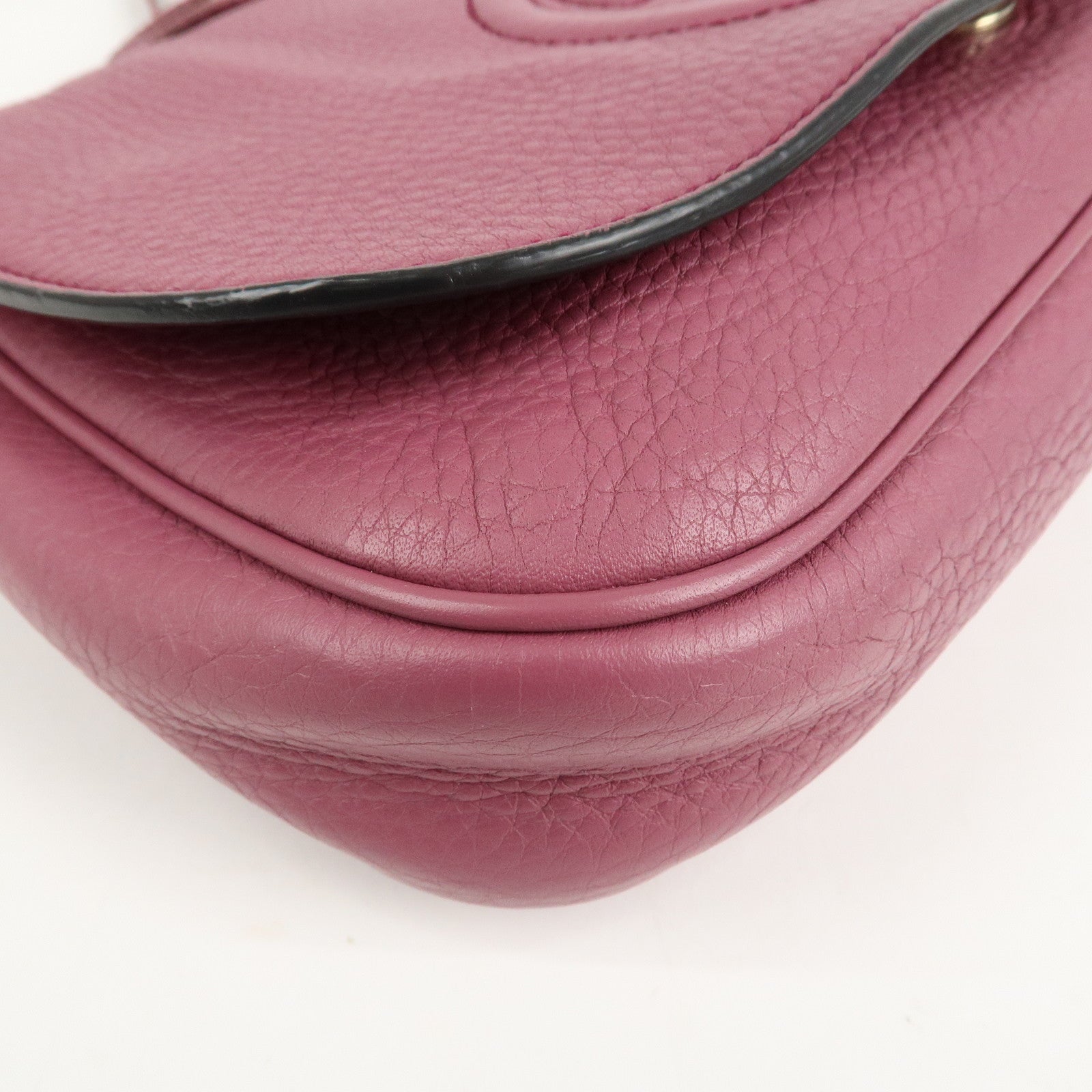 GUCCI SOHO Leather Chain Shoulder Bag Purse Purple 336752