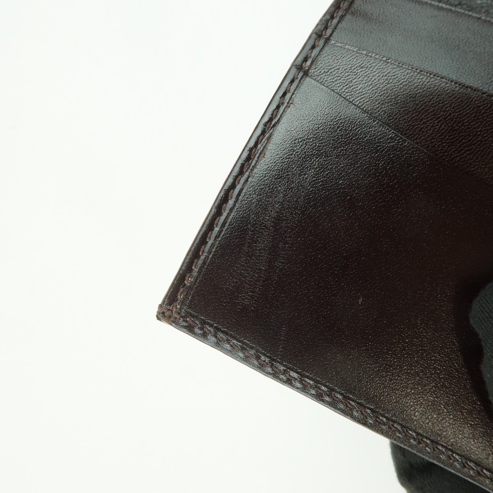 FENDI Zucca Leather Canvas Tri-fold Wallet Black Brown 30794 Used