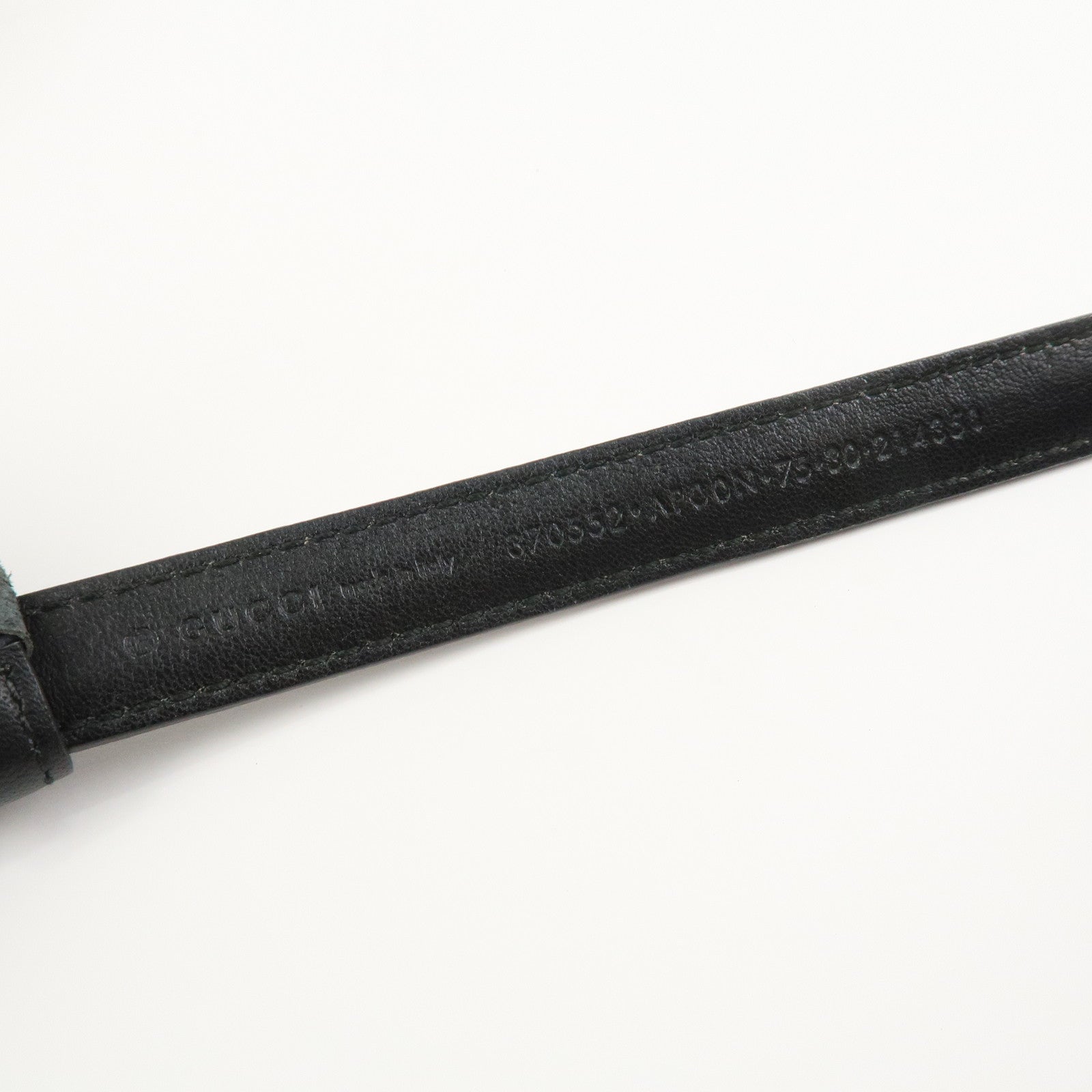 GUCCI Interlocking G Leather Belt Black Silver 69-79cm 214351