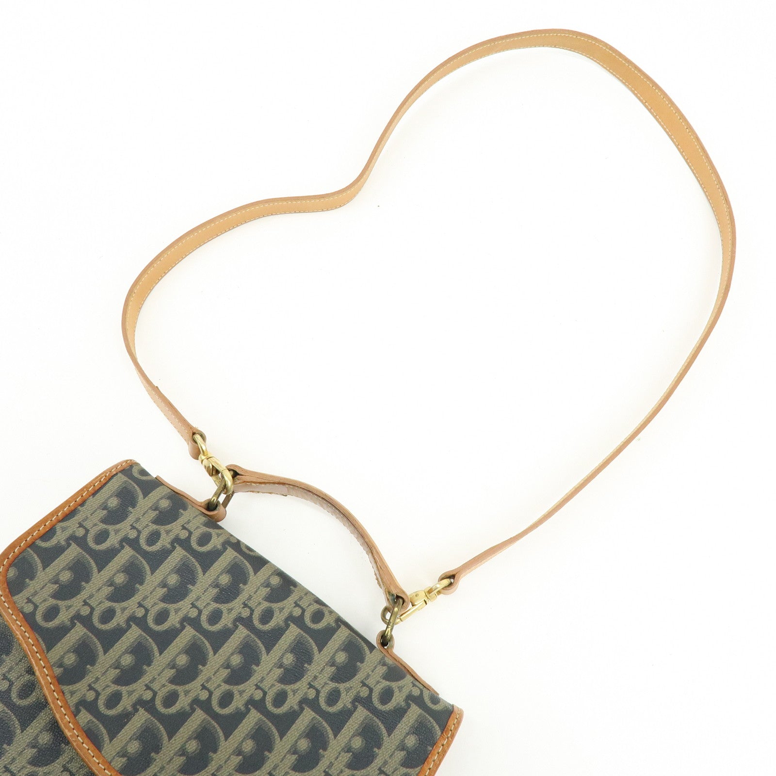 Christian Dior Trotter PVC Leather 2Way Bag Shoulder Bag Navy Brown