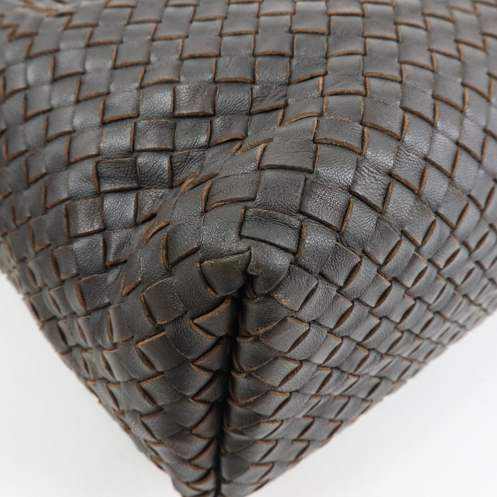 BOTTEGA VENETA Intrecciato Leather Shoulder Bag Dark Brown 181347