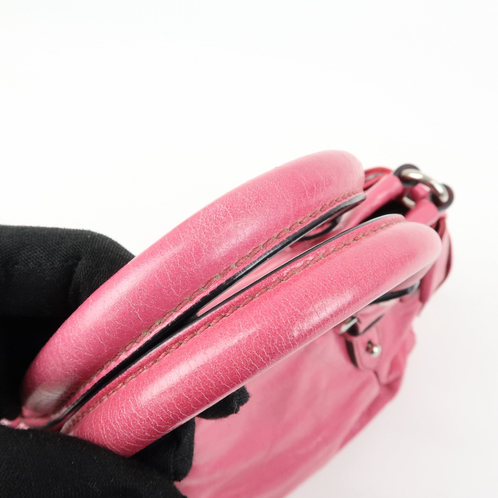 MIU MIU Vitello Lux 2Way Ribbon Motif Bag Hand Bag Pink RN0955