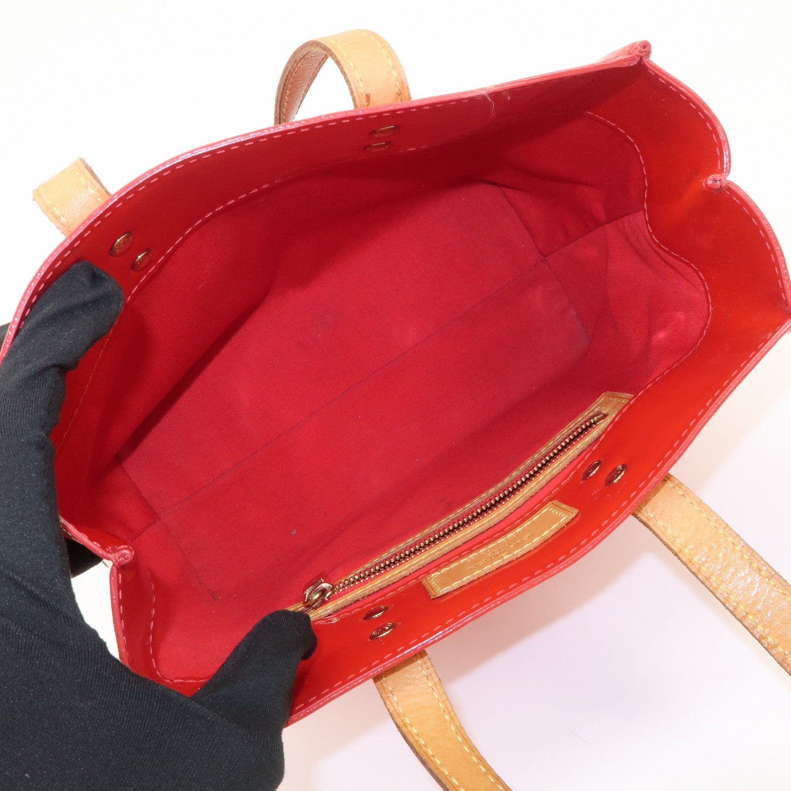Louis Vuitton Monogram Vernis Lead PM Hand Bag Rouge M91088