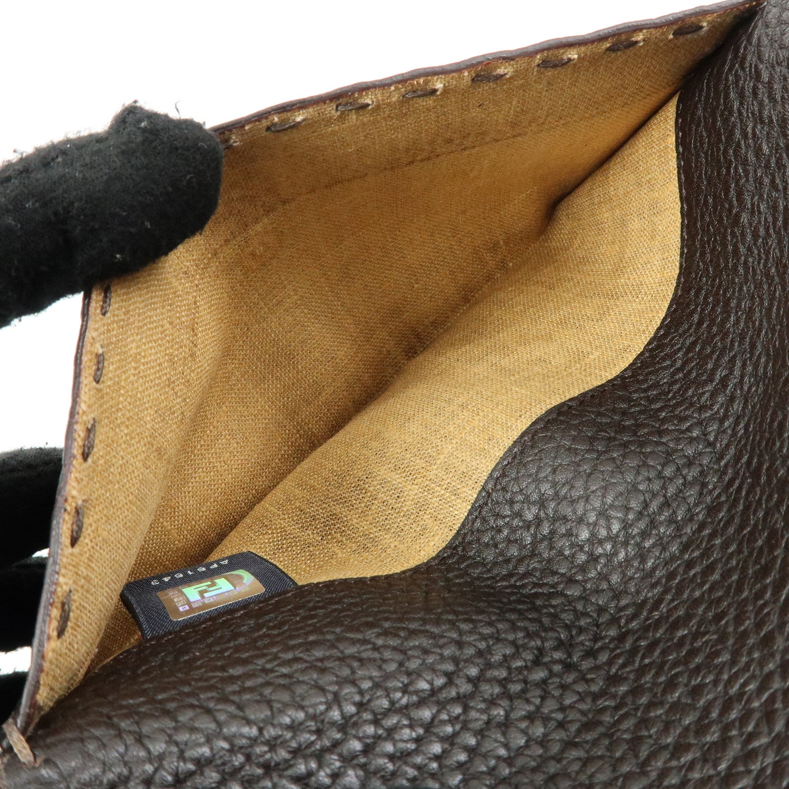 FENDI Selleria Leather Long Flap Wallet Dark Brown 8M0144