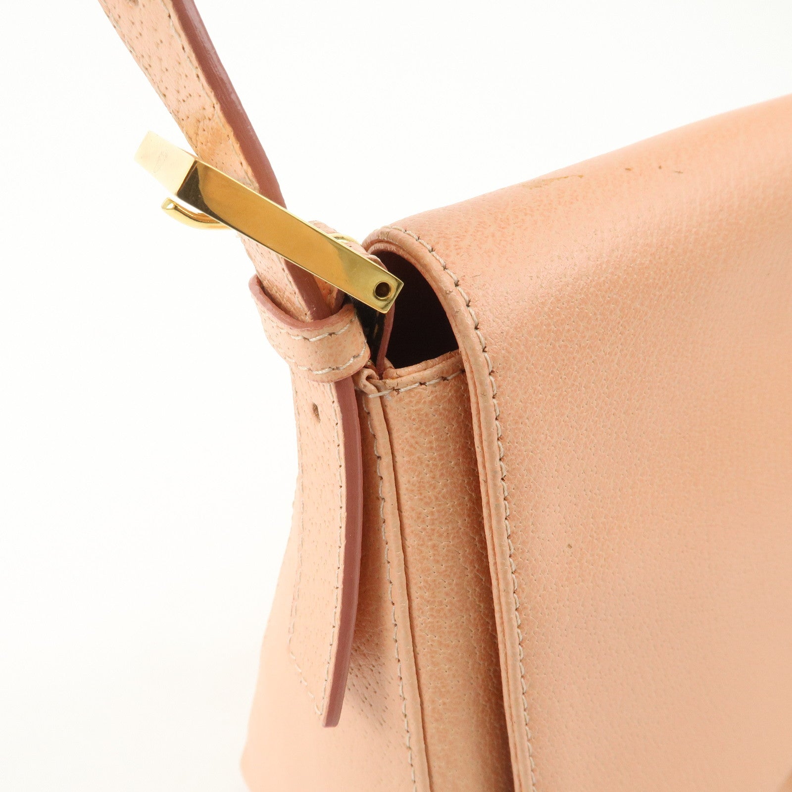 FENDI Mamma Baguette Leather Hand Bag Shoulder Bag Pink 26325