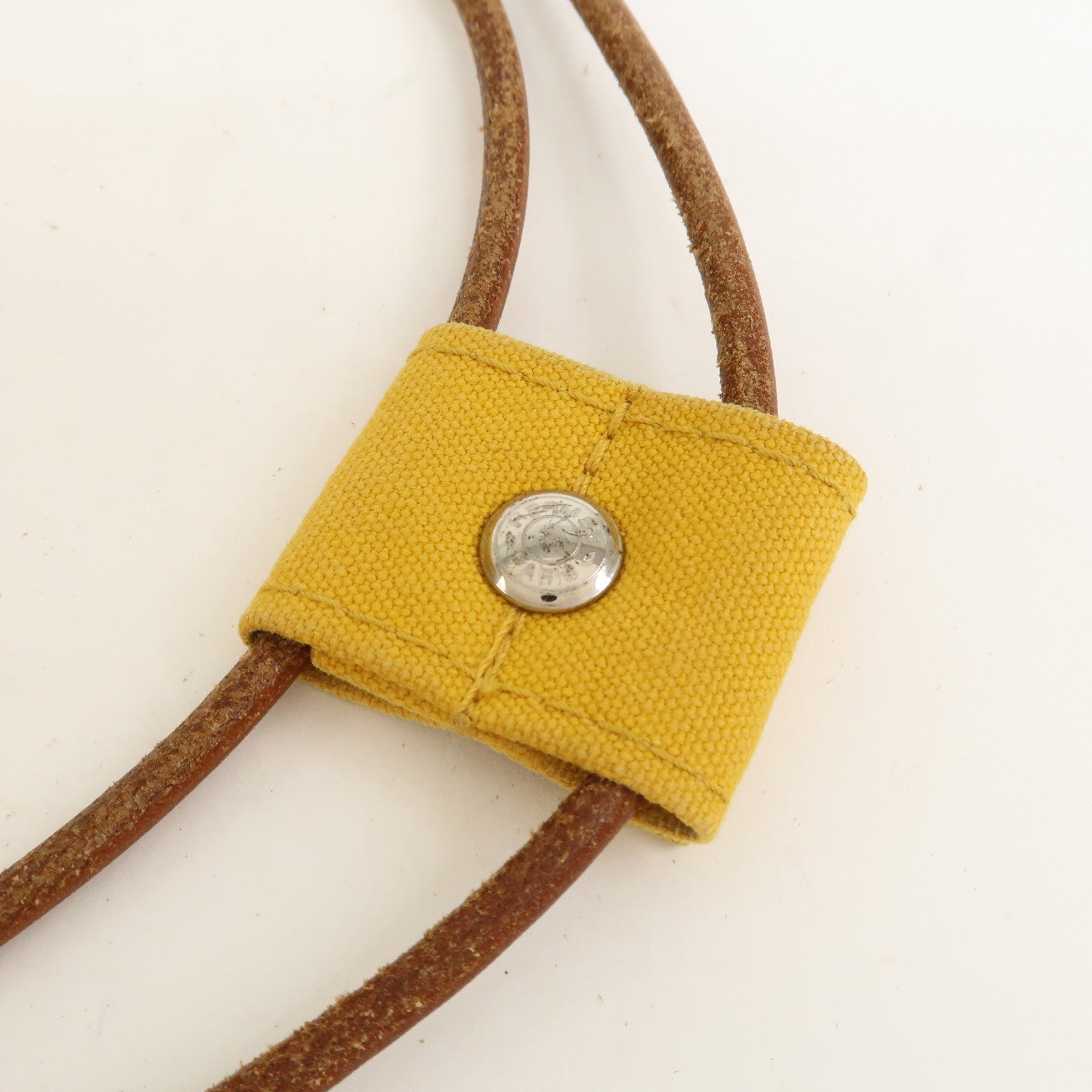 HERMES Canvas Leather Porochon Mimil PM Drawstring Backpack Yellow