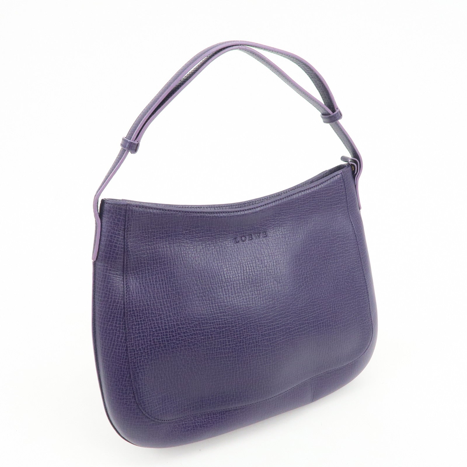 LOEWE Leather Shoulder Bag Hand Bag Purple