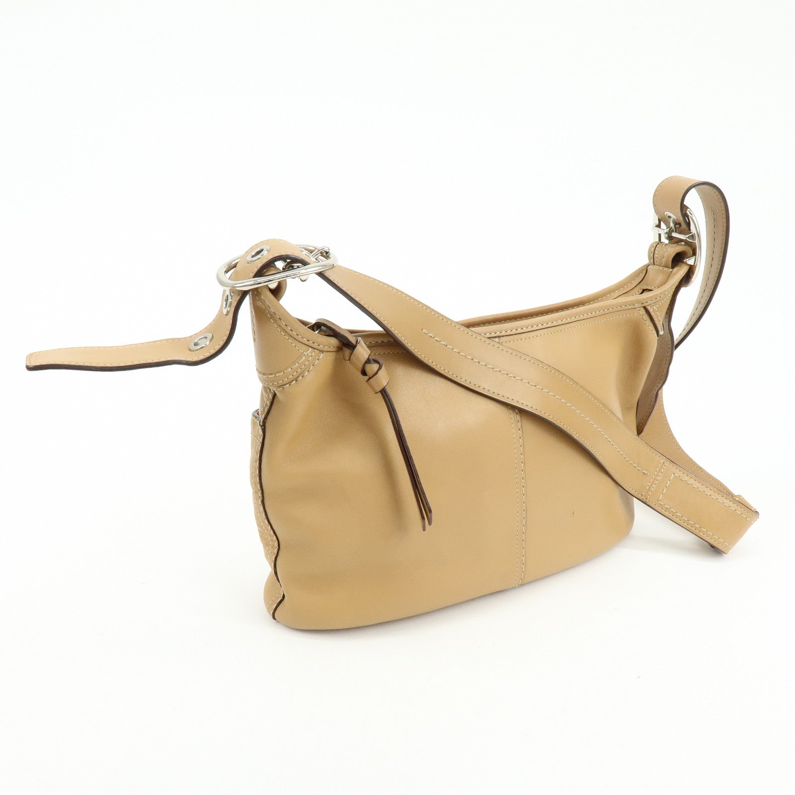COACH Leather Shoulder Bag Light Brown