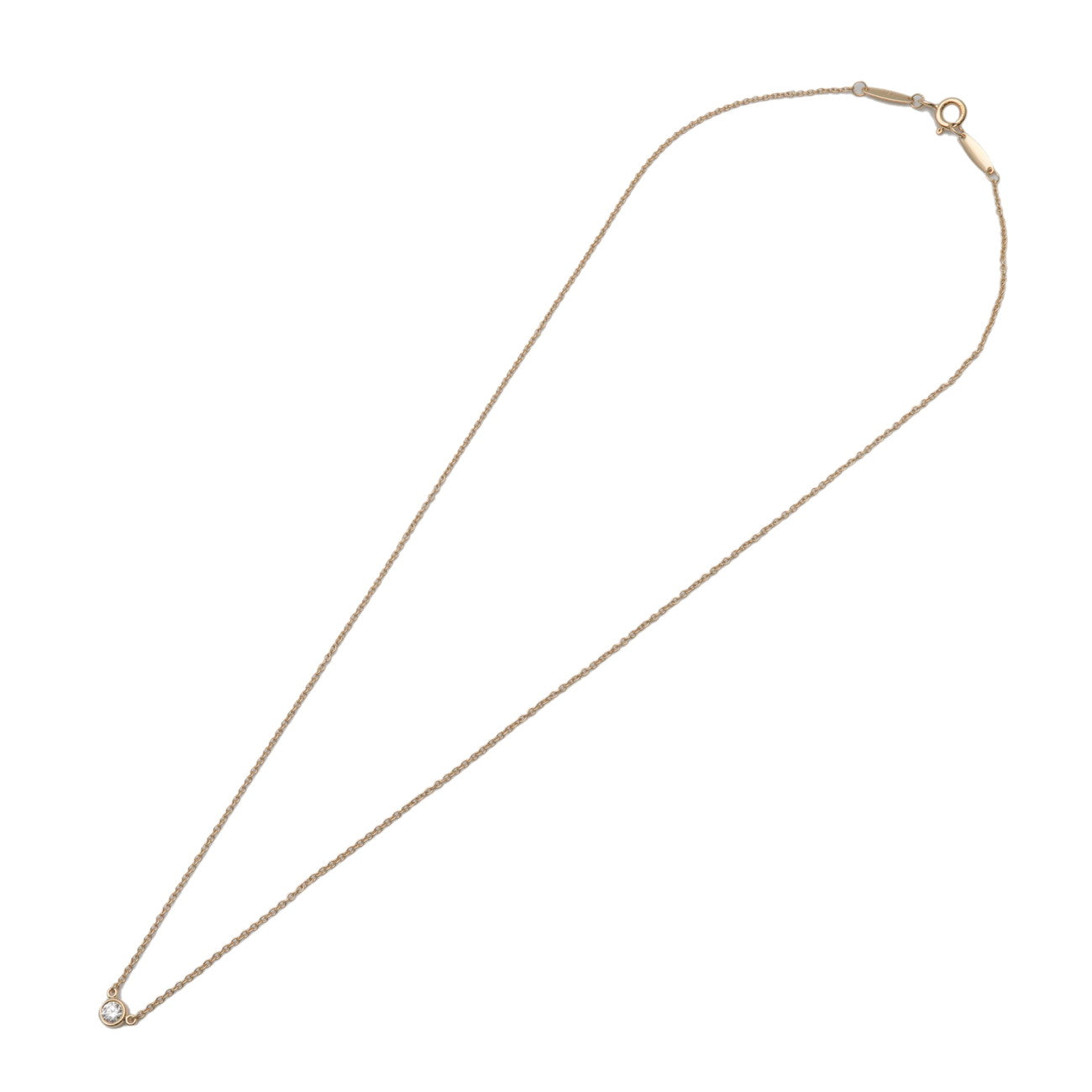 Tiffany & Co By The Yard 1P Diamond Necklace K18 750YG Yellow Gold