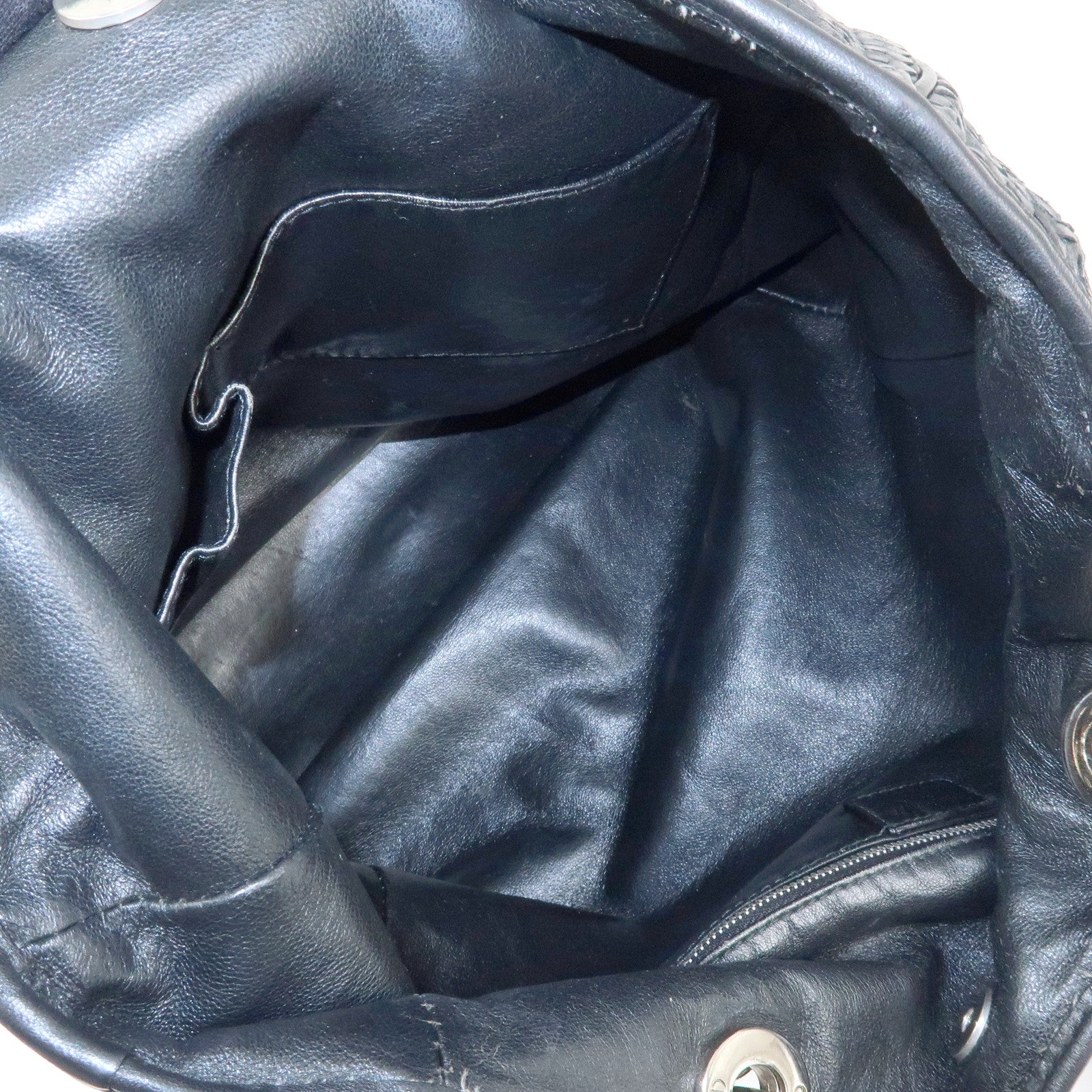 Christian Dior Woven Leather Tote Bag Shoulder Bag Black