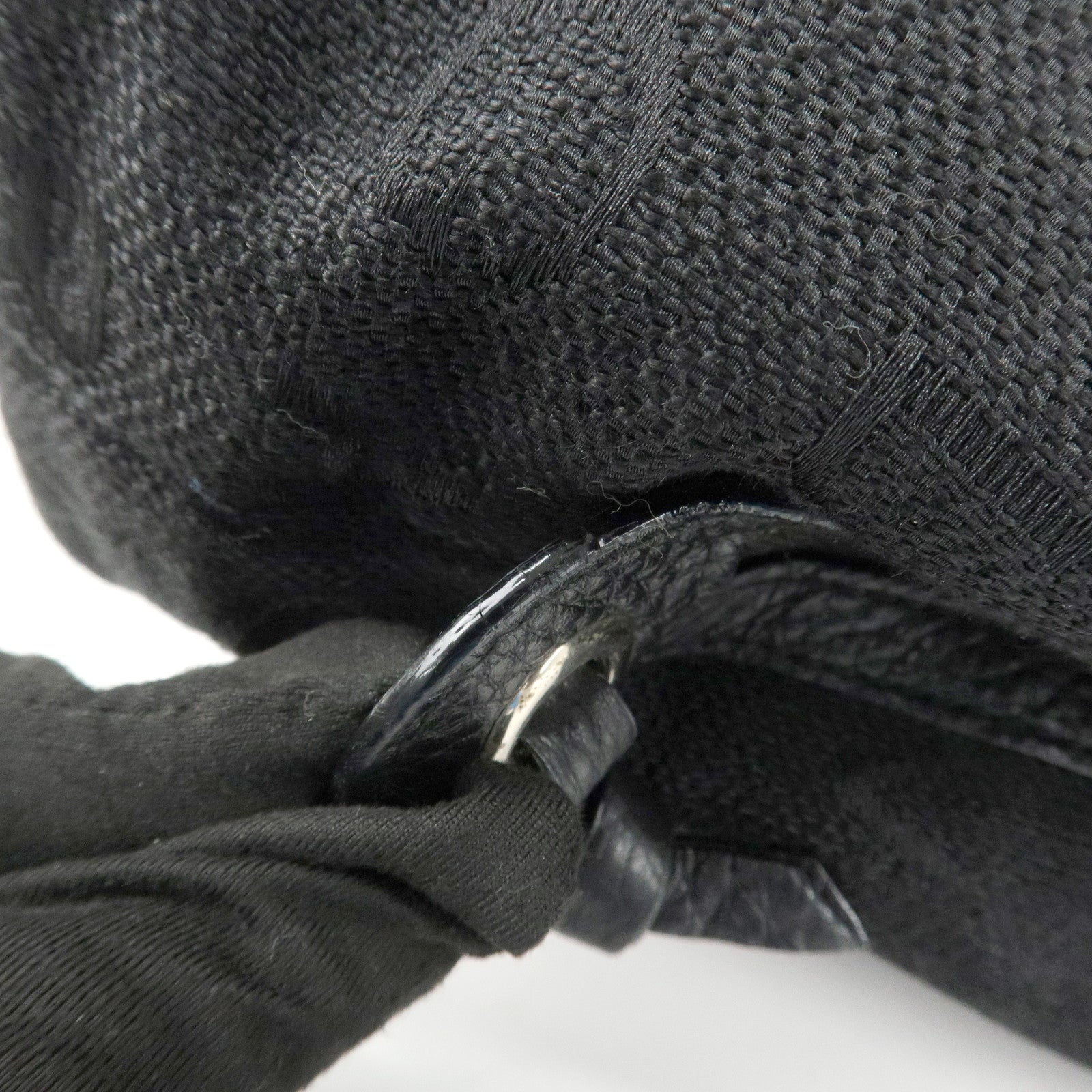 BVLGARI Logo Mania Canvas Leather Tote Bag Black Gold Hardware Used