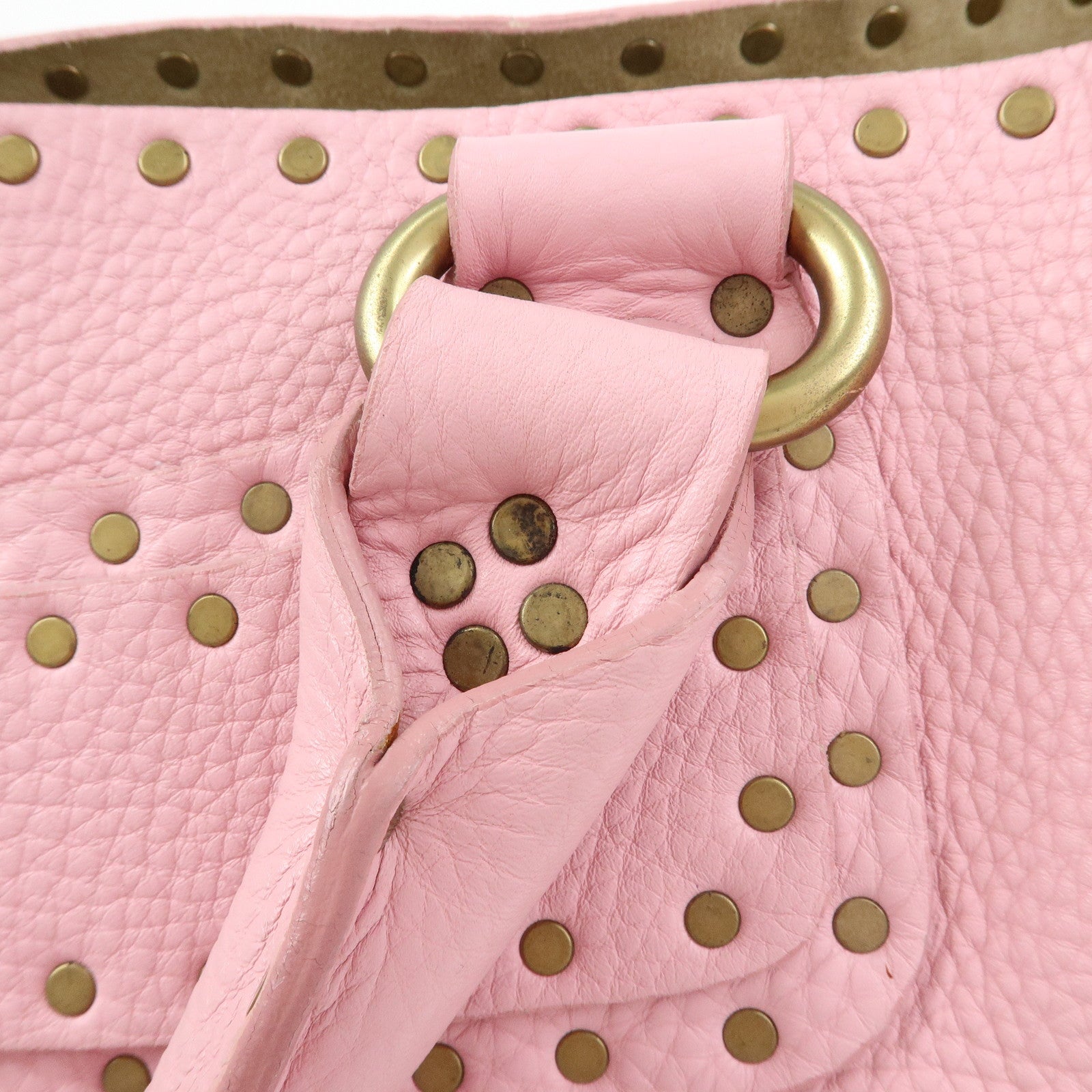 CELINE Boogie Bag Leather Studs Hand Bag Tote Bag Pink