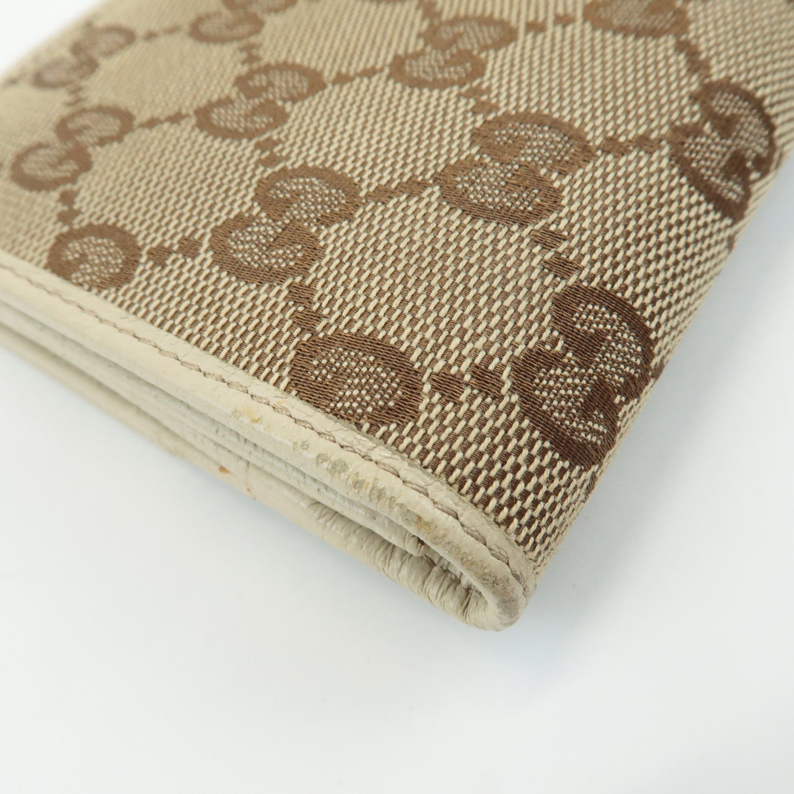 GUCCI Set of 2 GG Canvas Leather Wallet Beige Brown 203550/112715 Used