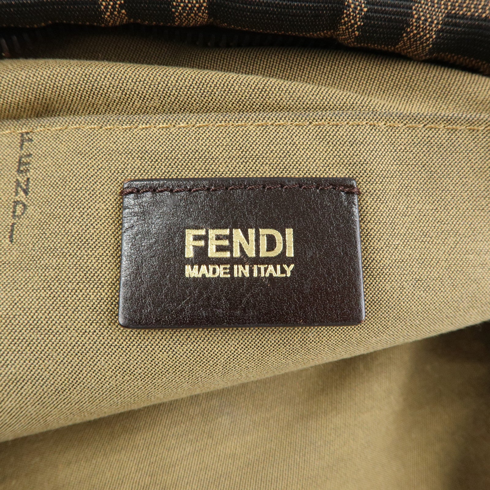 FENDI Zucca Canvas Leather Shoulder Bag Black Brown 8BT191‑JWU