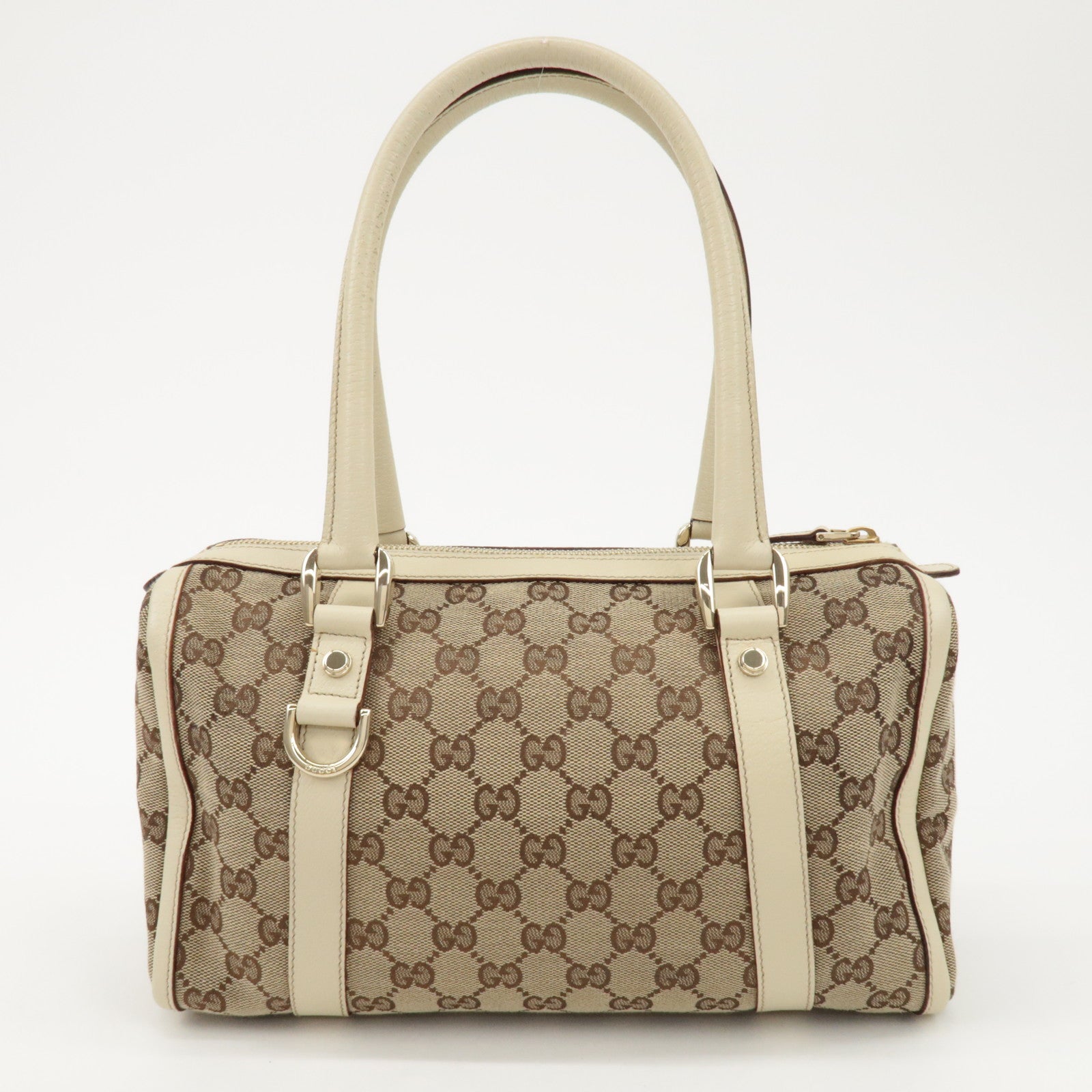 GUCCI Abbey GG Canvas Leather Hand Bag Beige Ivory 130942 Used