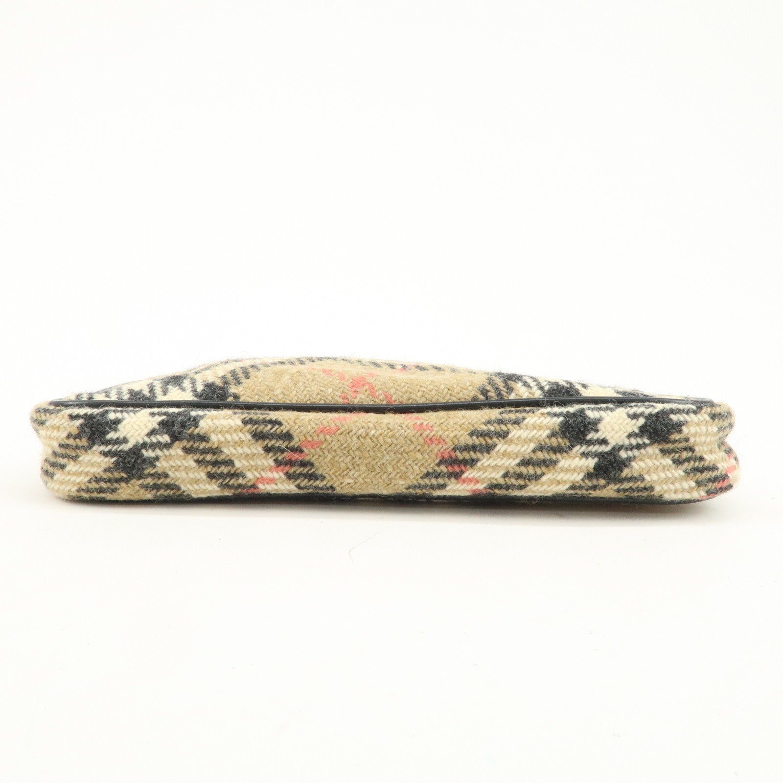 BURBERRY Nova Plaid Wool Leather Shoulder Bag Hand Bag Beige Black