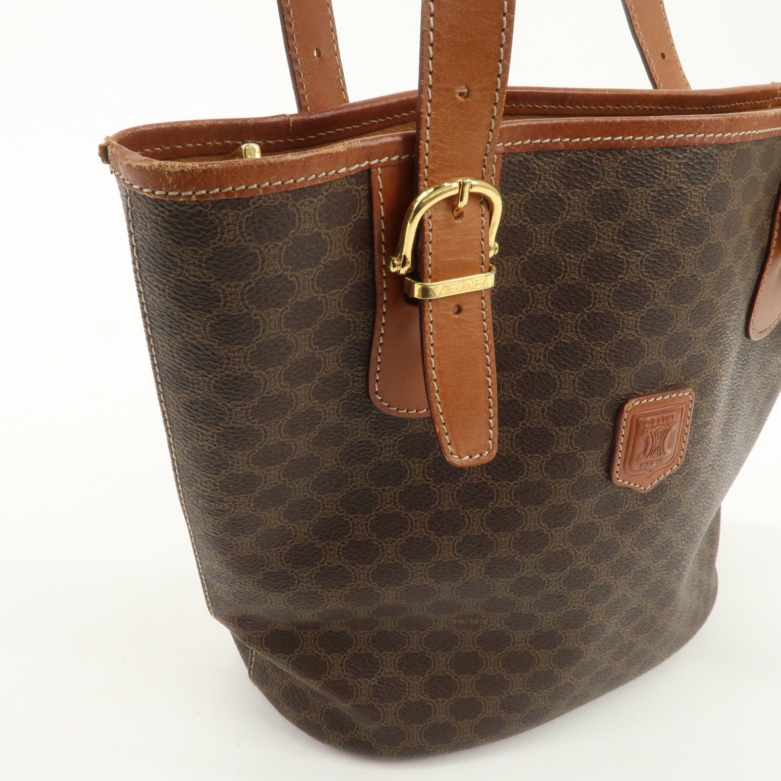 CELINE Macadam PVC Leather Shoulder Bag Tote Bag Brown