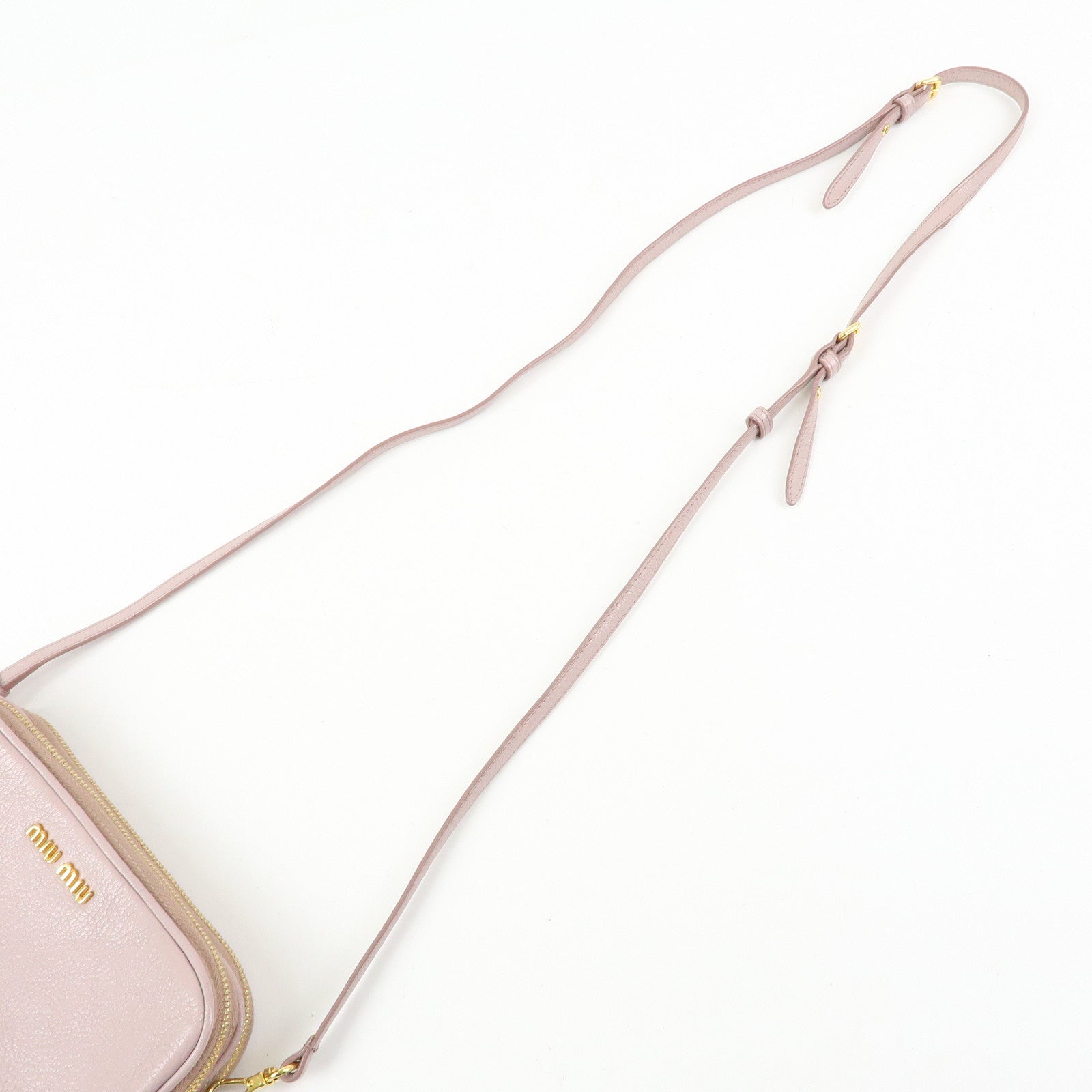 MIU MIU Logo Madras Leather Mini Shoulder Bag Light Purple