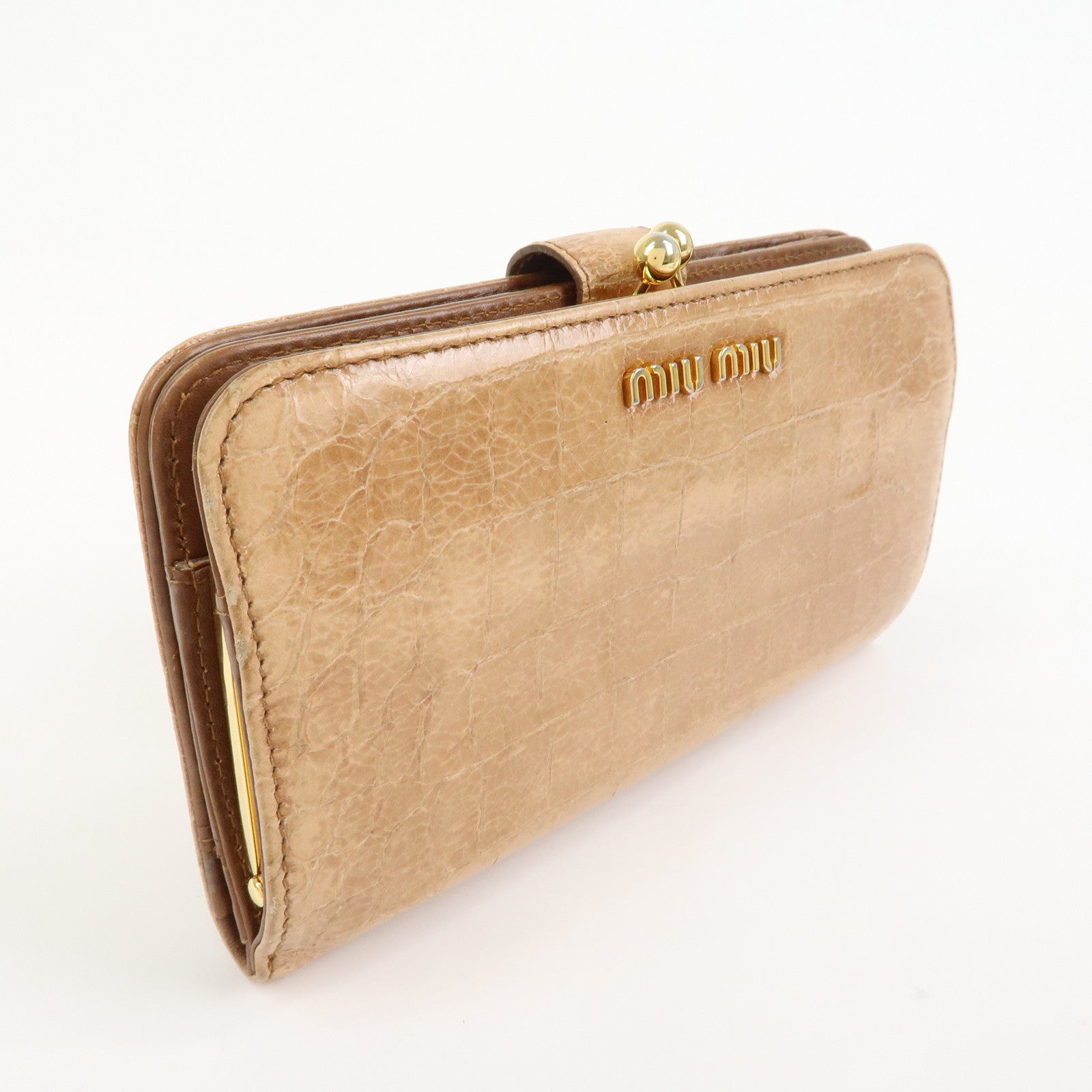 MIU MIU Matelasse Set of 3 Wallet Key Case Pink Beige Green