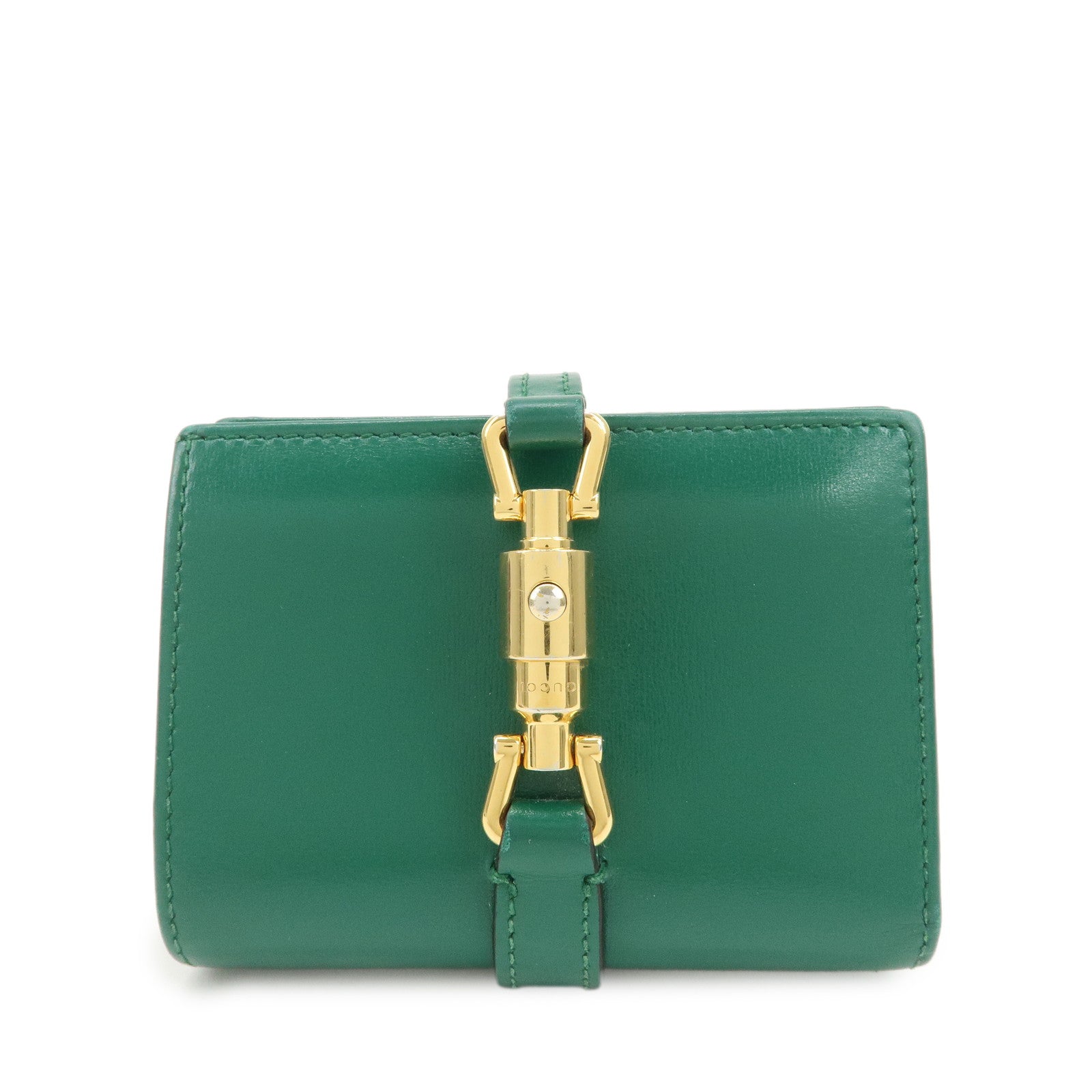 GUCCI Jackie 1961 Leather Bi-Fold Compact Wallet Green 645536