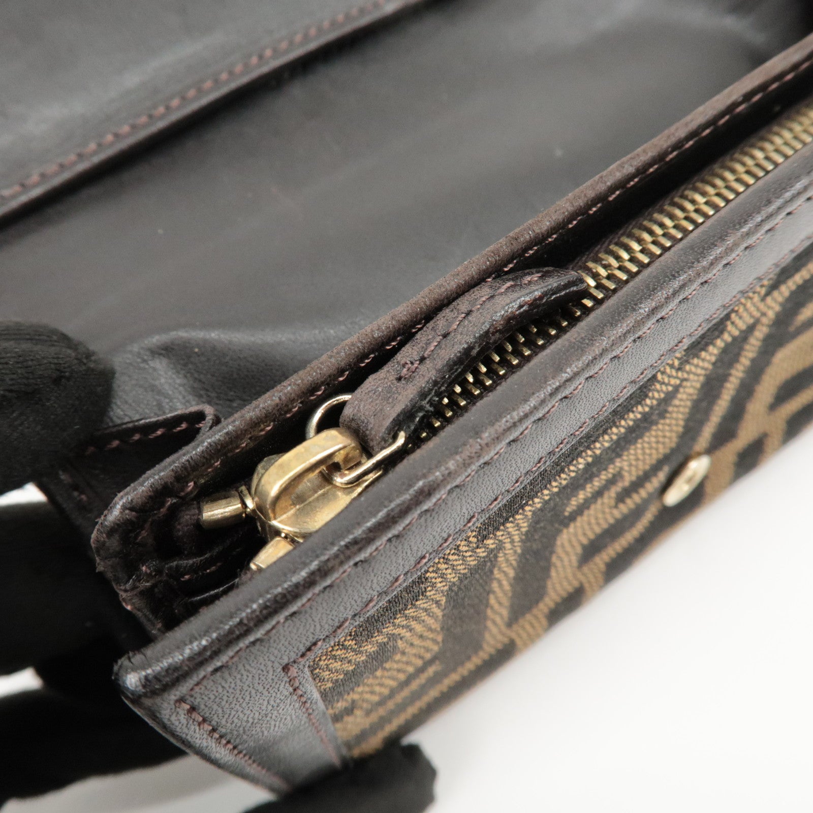 FENDI Zucca Set of 2 Canvas Leather Wallet Brown Black 8M0029 2270 Used